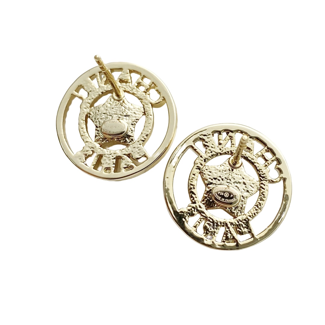 CCE245 Chanel 25p Pink crystal star ferris wheel stud earrings - ccjewelryacc