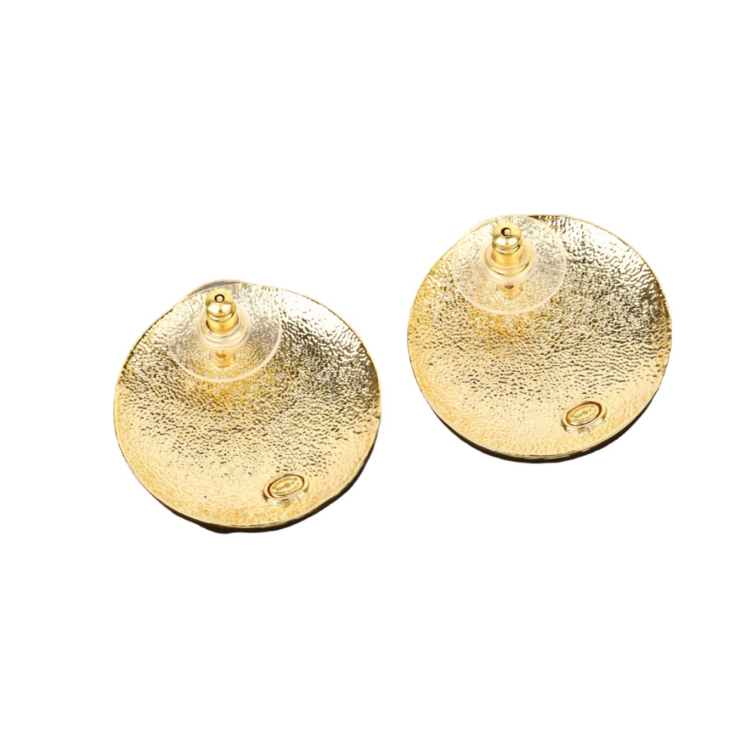 CCE006 Metal Round asymmetric embossment letters CC drop earring - ccjewelryacc