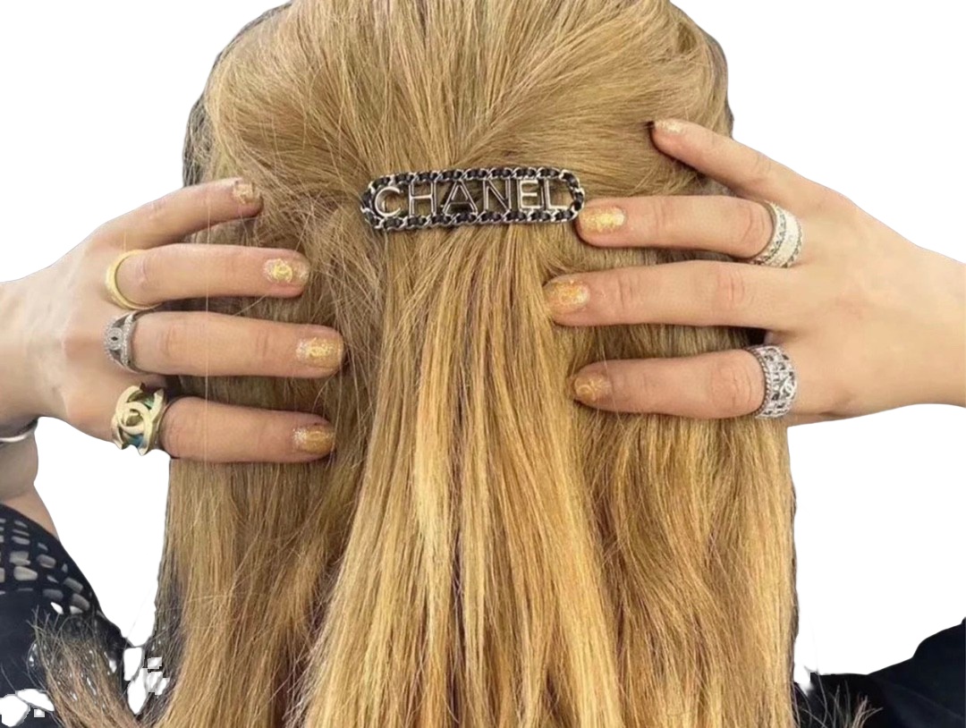 CCH020 Metal and leather chanel hair pin - ccjewelryacc