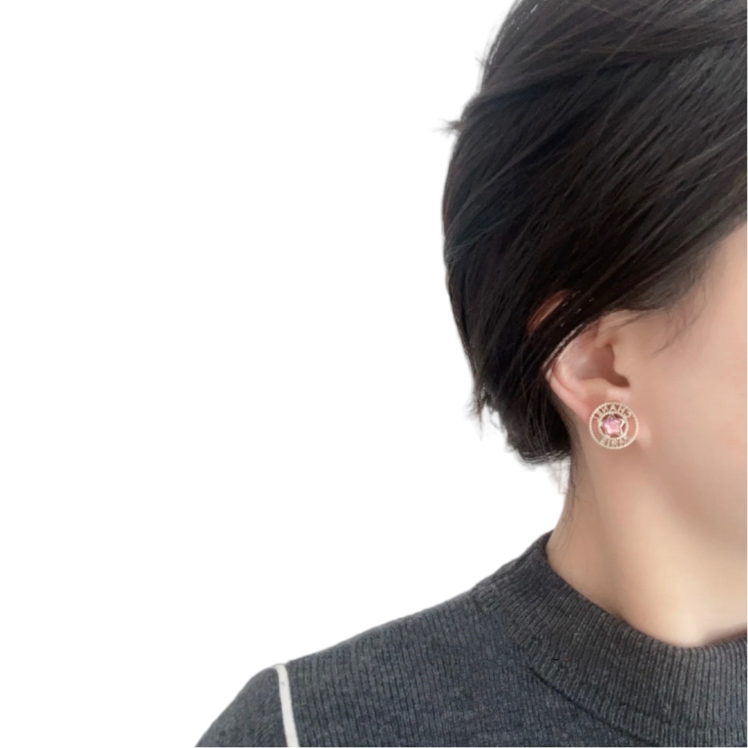 CCE245 Chanel 25p Pink crystal star ferris wheel stud earrings - ccjewelryacc