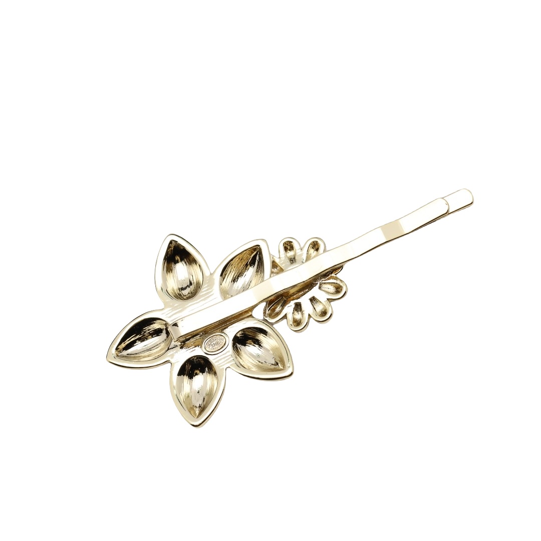 CCH036 Black enamel chanel flower hair clip - ccjewelryacc