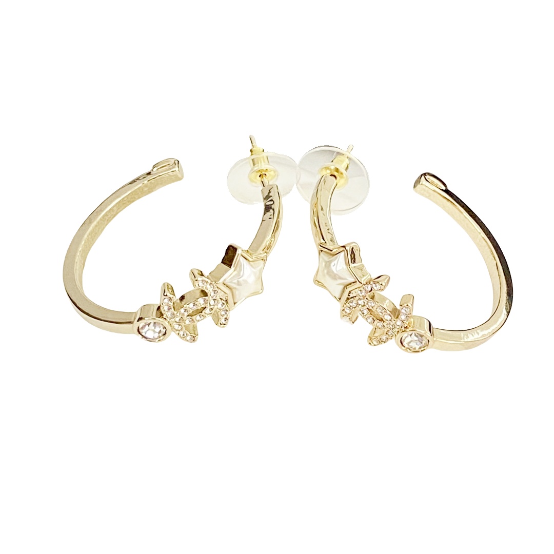CCE242 Chanel 24 star CC hoop earrings - ccjewelryacc