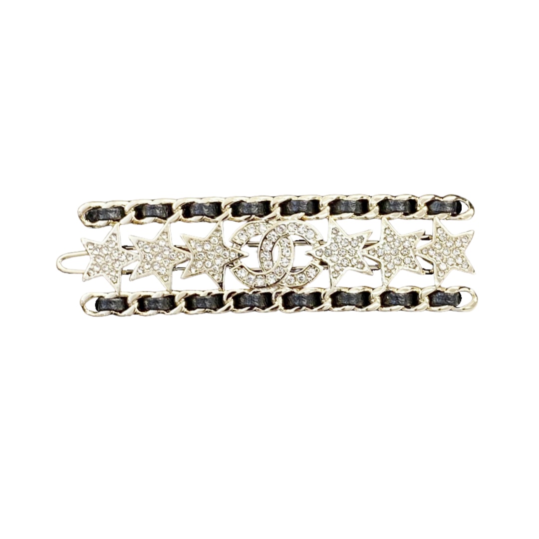 CCH026 Metal leather chanel star hair pin - ccjewelryacc