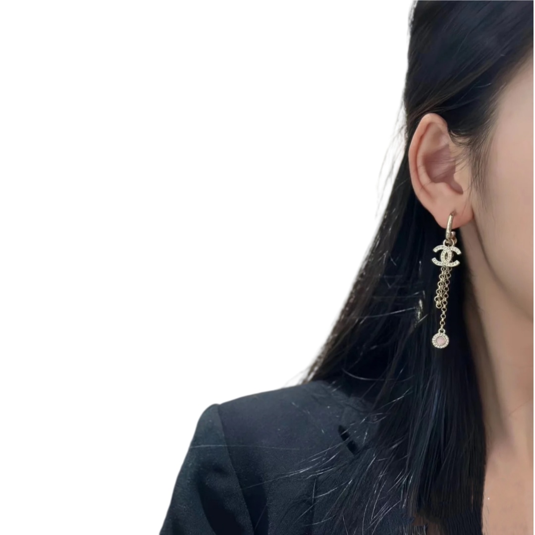 CCE255 Chanel pink stone earrings for women - ccjewelryacc