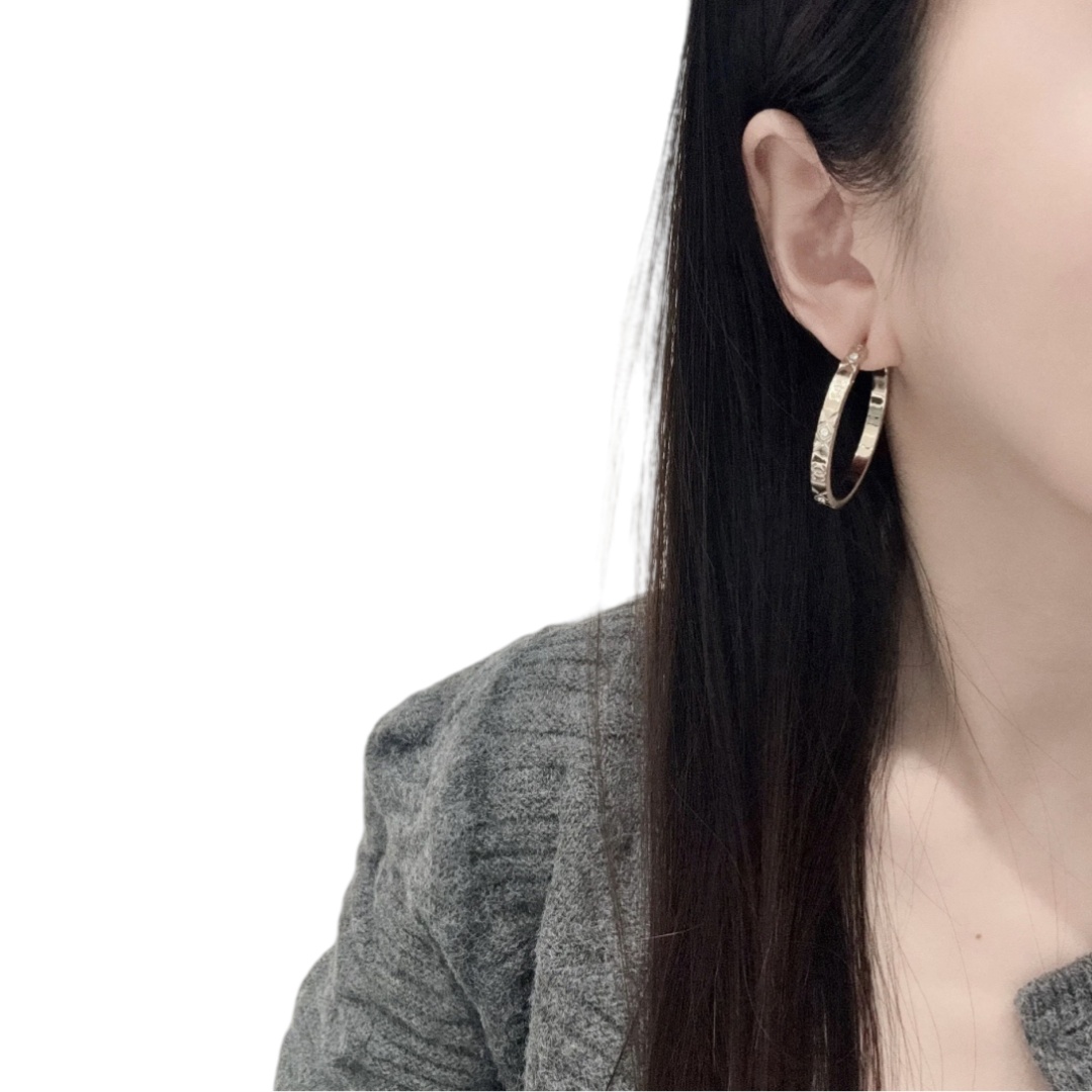 CCE256 Chanel Quilted Lining hoop earrings for women - ccjewelryacc