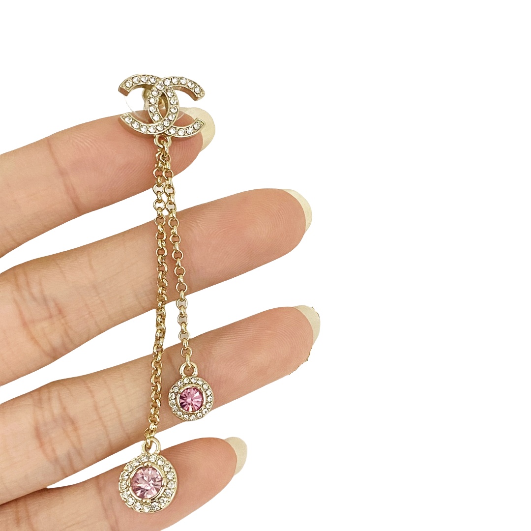 CCE255 Chanel pink stone earrings for women - ccjewelryacc