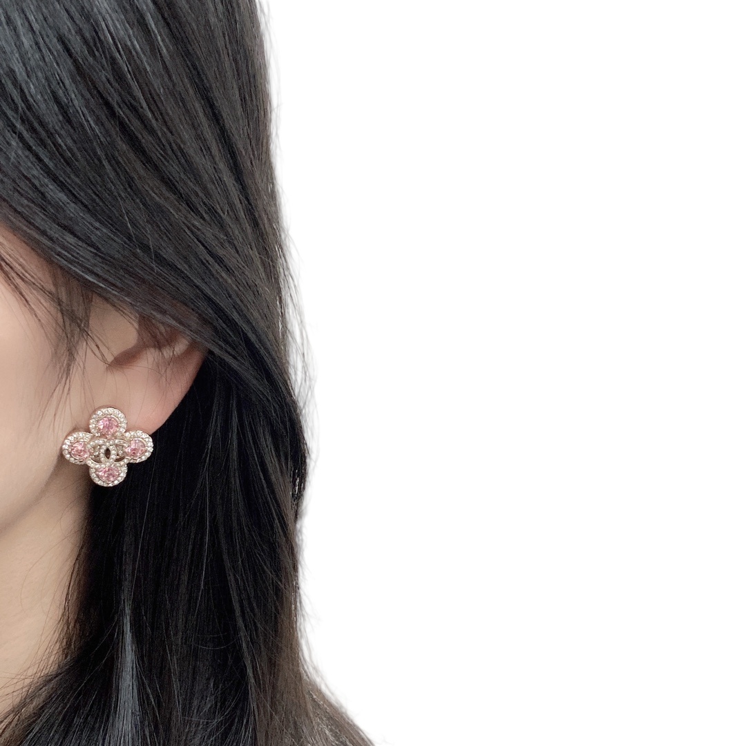 CCE255 Chanel pink stone earrings for women - ccjewelryacc