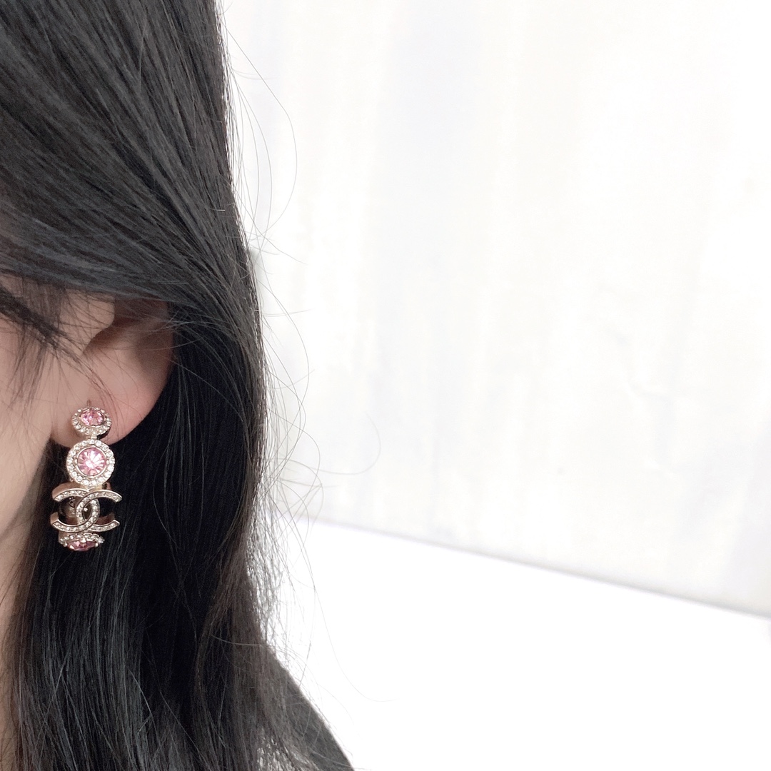 CCE255 Chanel pink stone earrings for women - ccjewelryacc