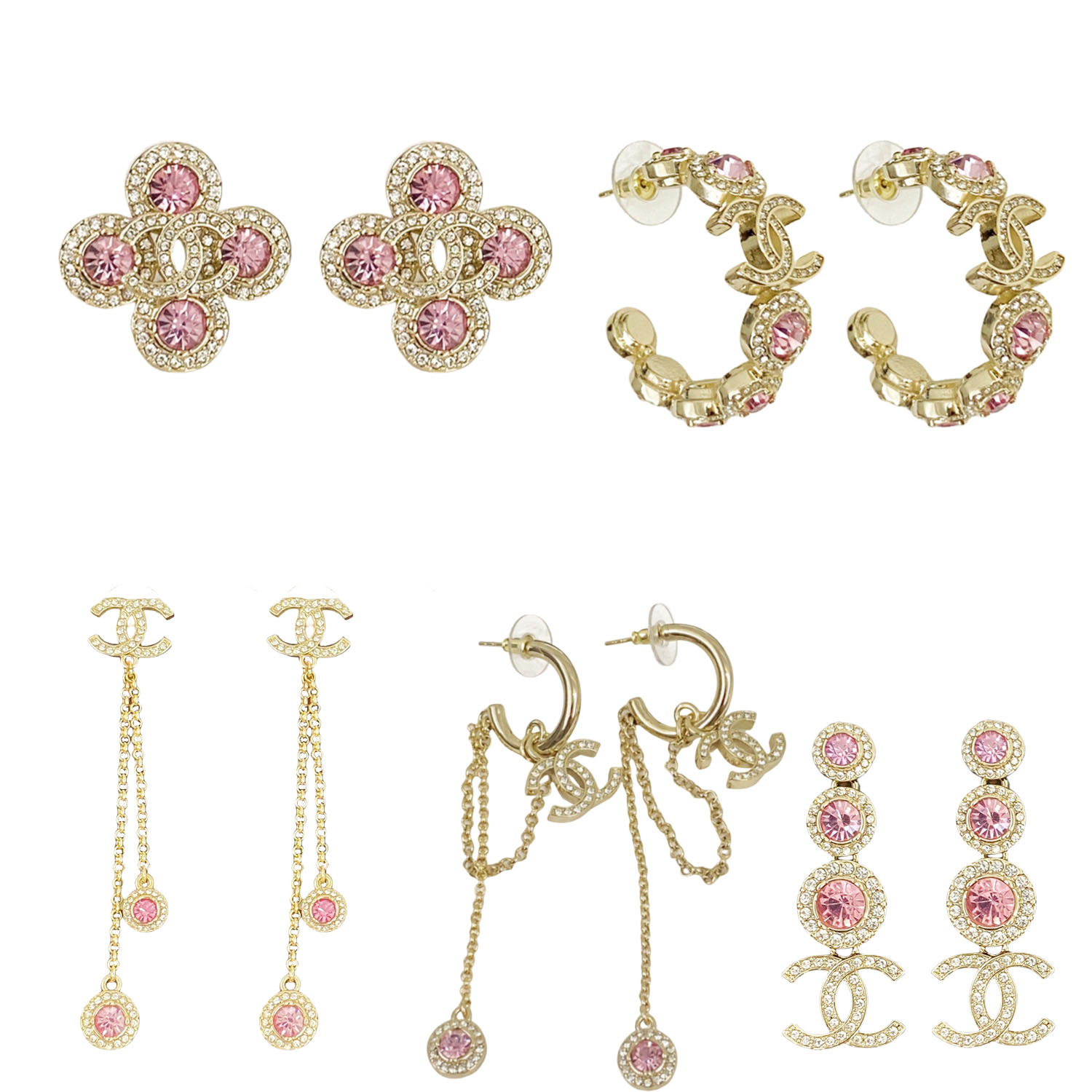 CCE255 Chanel pink stone earrings for women - ccjewelryacc