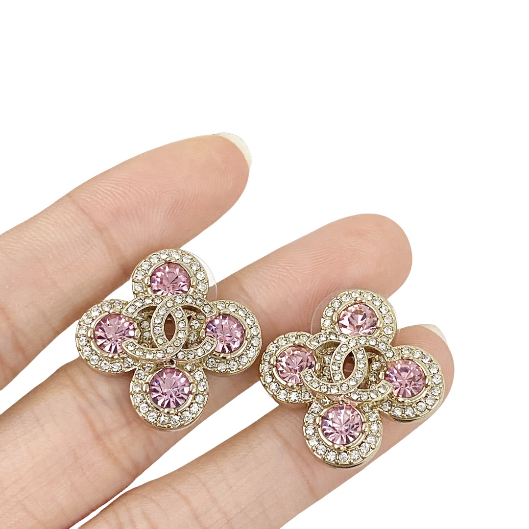 CCE255 Chanel pink stone earrings for women - ccjewelryacc
