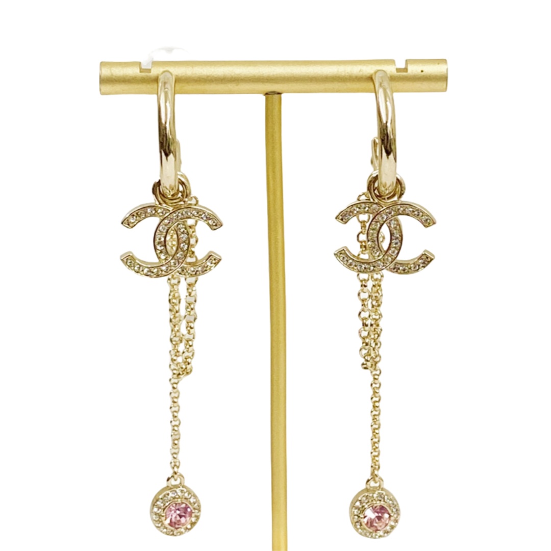 CCE255 Chanel pink stone earrings for women - ccjewelryacc