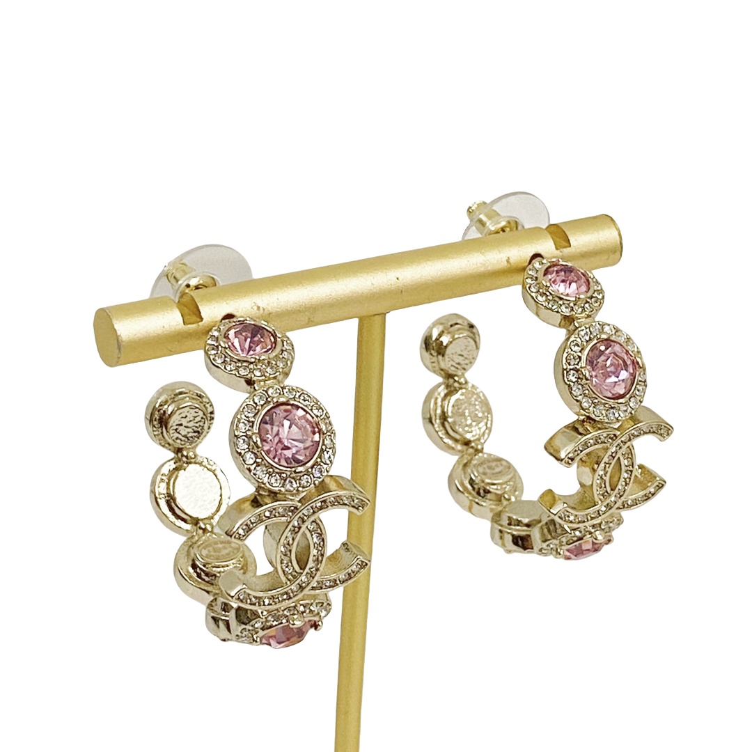 CCE255 Chanel pink stone earrings for women - ccjewelryacc