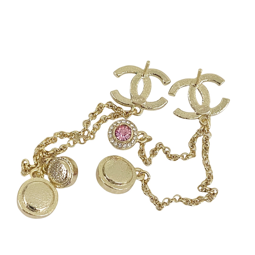 CCE255 Chanel pink stone earrings for women - ccjewelryacc