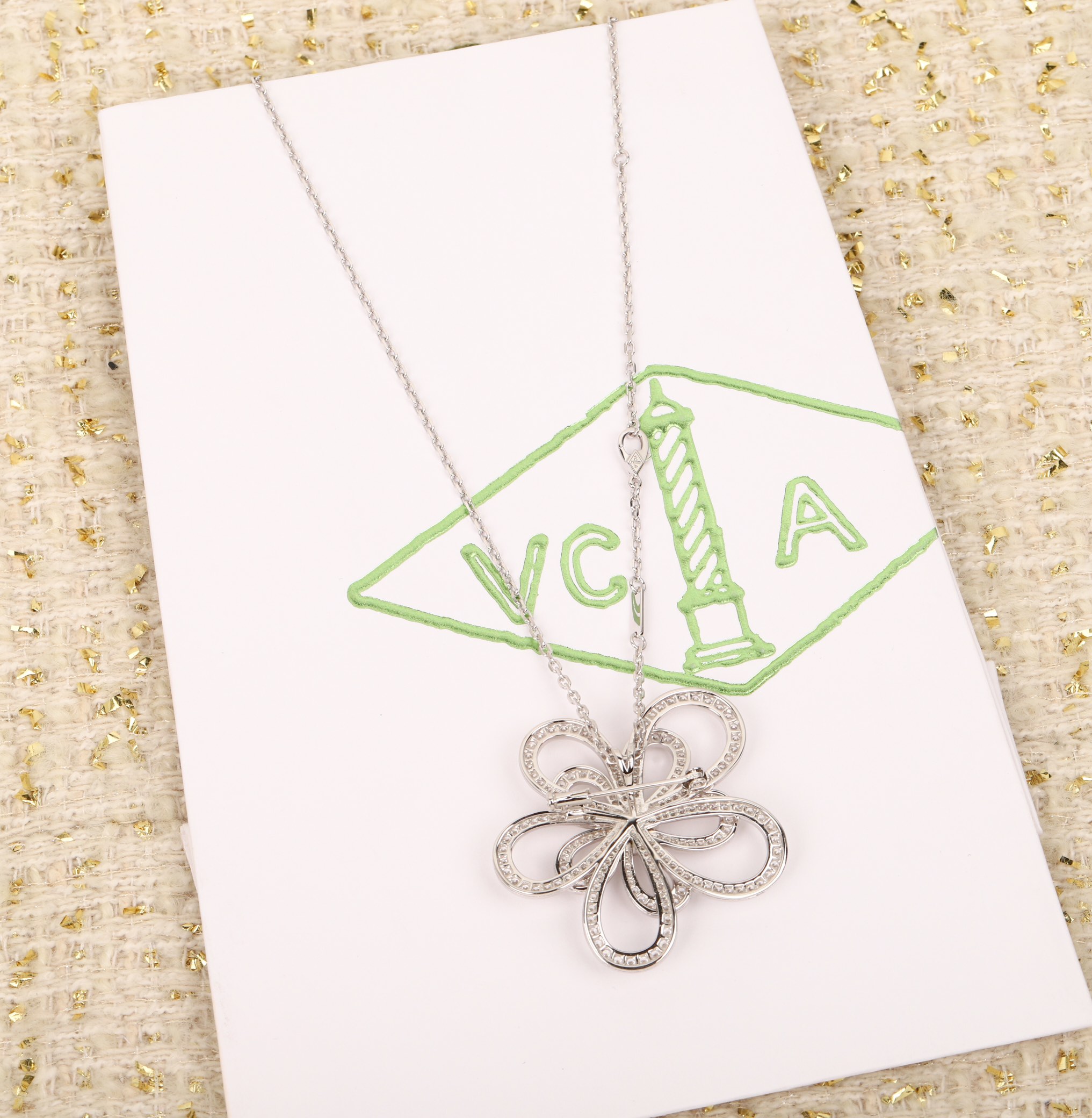 VCNS009  18k white gold diamond vca Flowerlace necklace - ccjewelryacc
