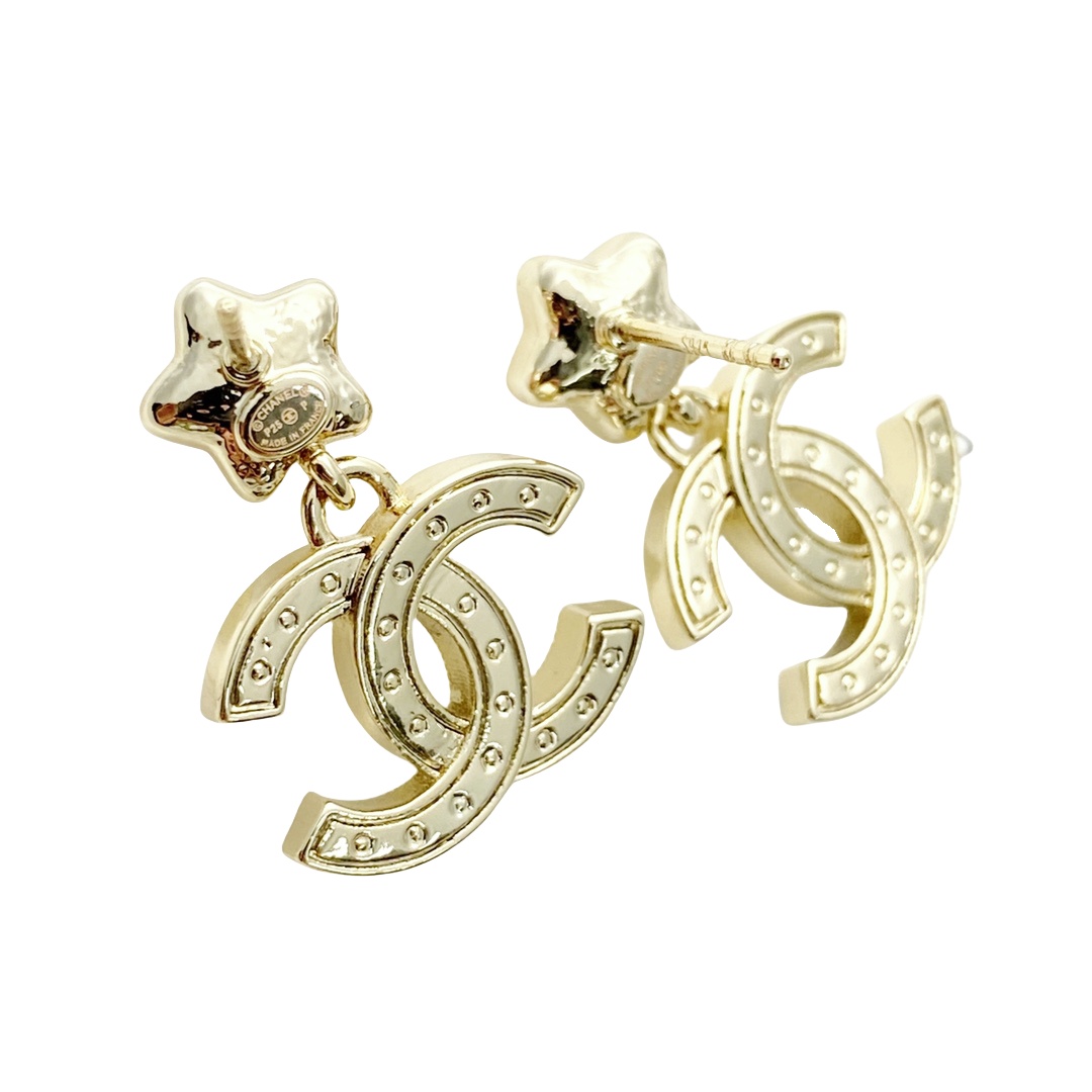 CCE245 Chanel 25p Pink crystal star ferris wheel stud earrings - ccjewelryacc