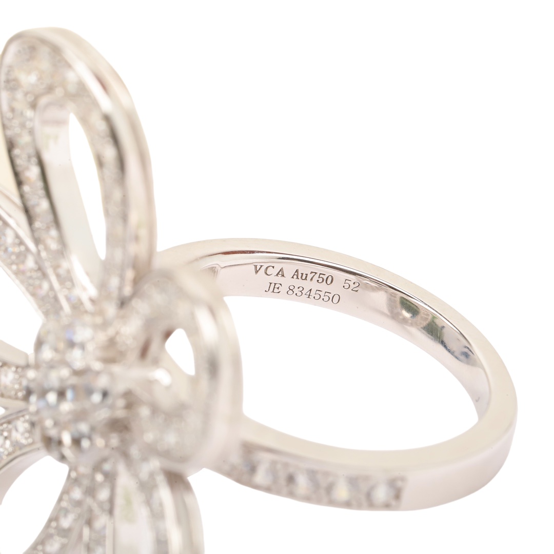 VCRV005 18k White Gold VCA Flowerlace diamonds Ring - ccjewelryacc