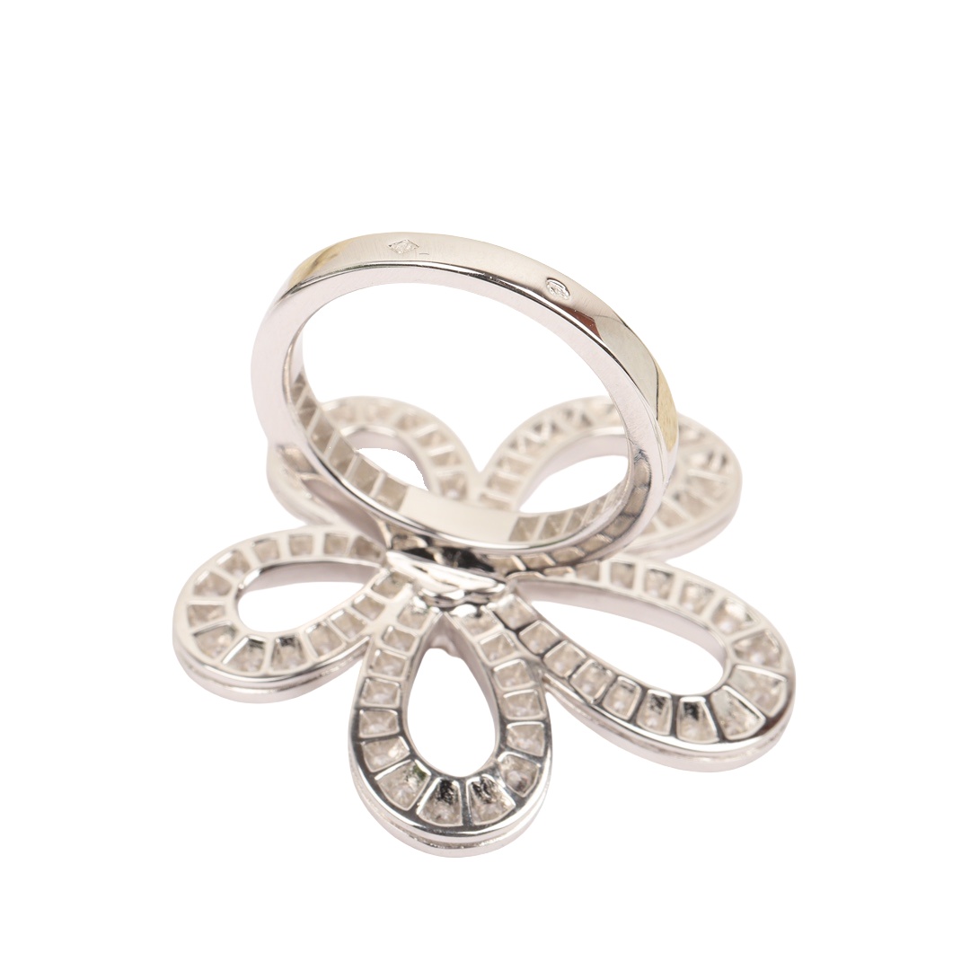 VCRV005 18k White Gold VCA Flowerlace diamonds Ring - ccjewelryacc