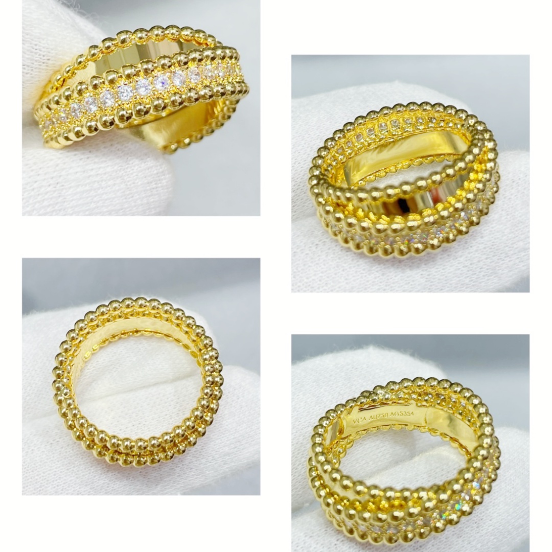 VCRV001 18k Gold VCA Perlée diamonds duo ring - ccjewelryacc