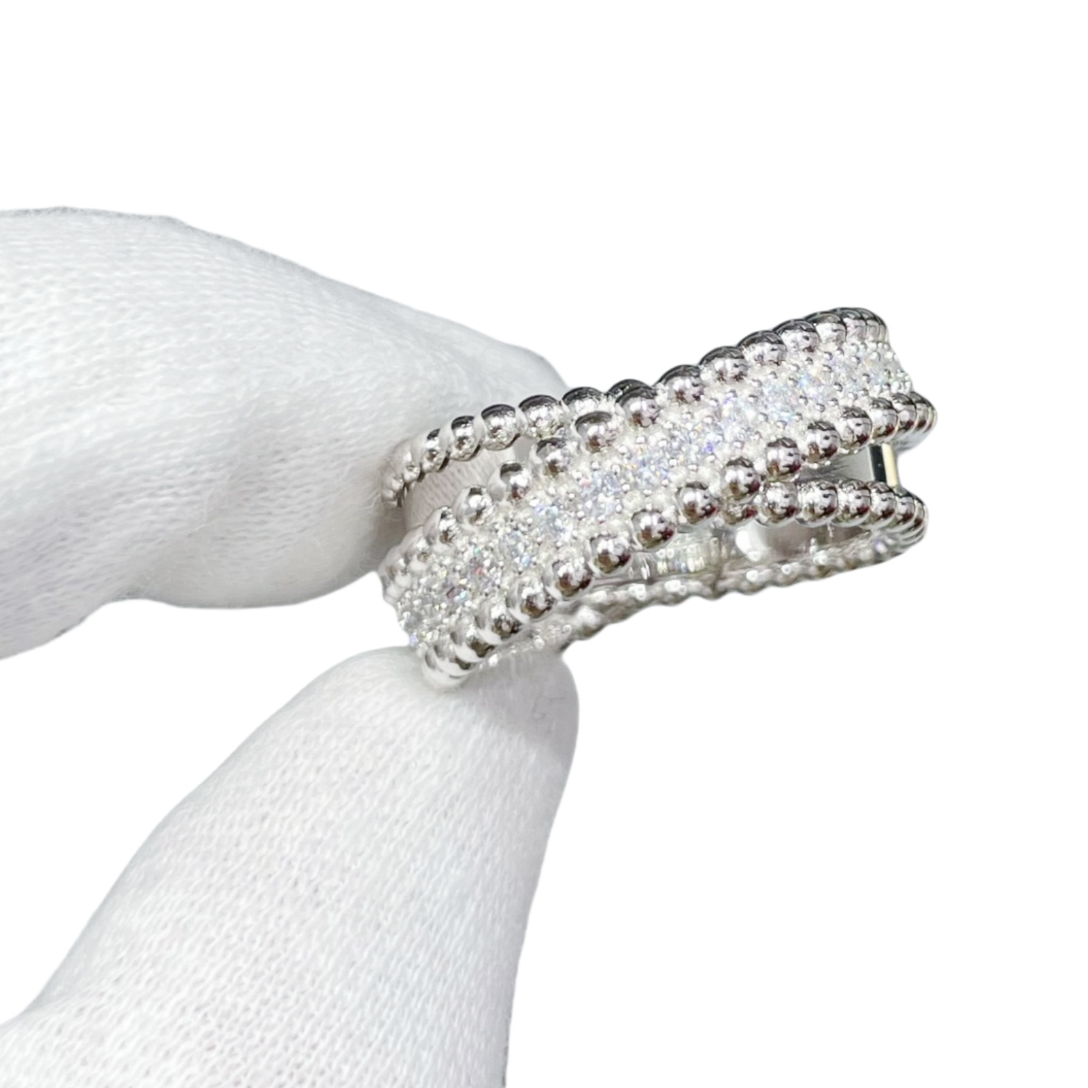 VCRV001 18k Gold VCA Perlée diamonds duo ring - ccjewelryacc