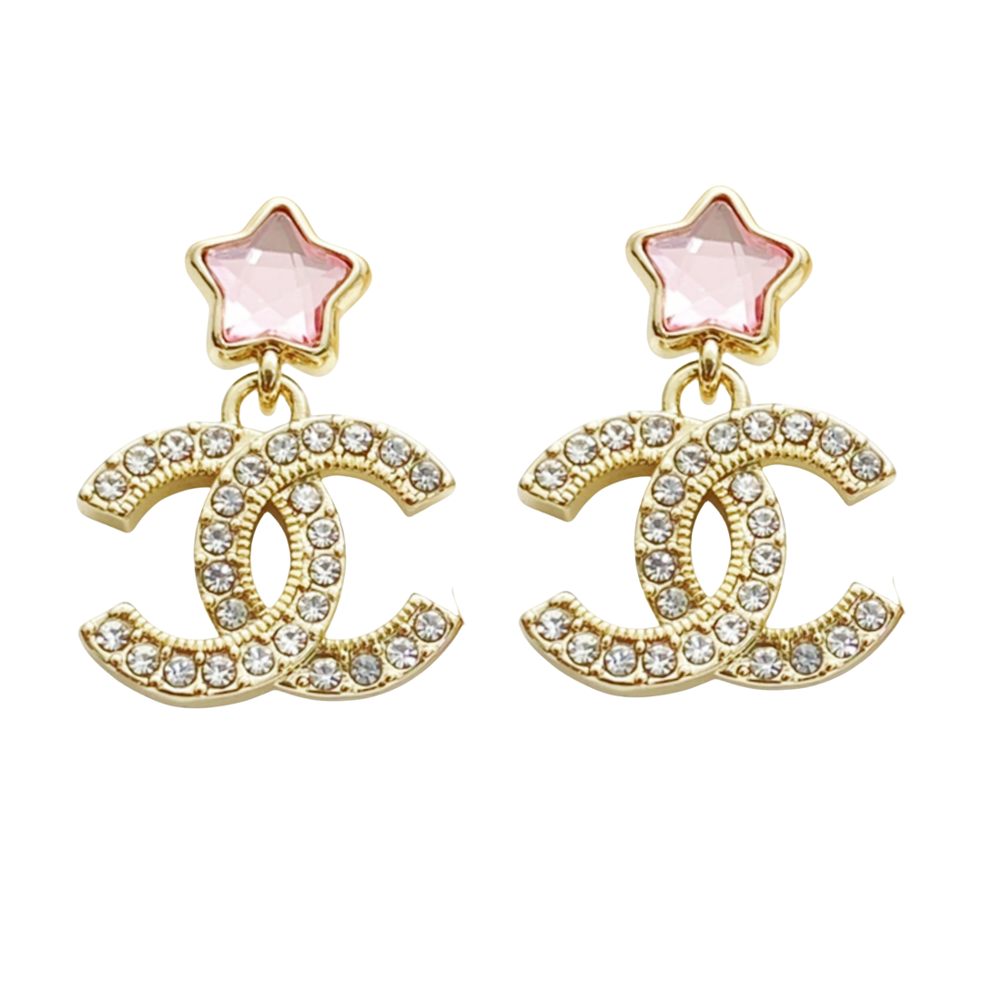 CCE245 Chanel 25p Pink crystal star ferris wheel stud earrings - ccfashionjewelry