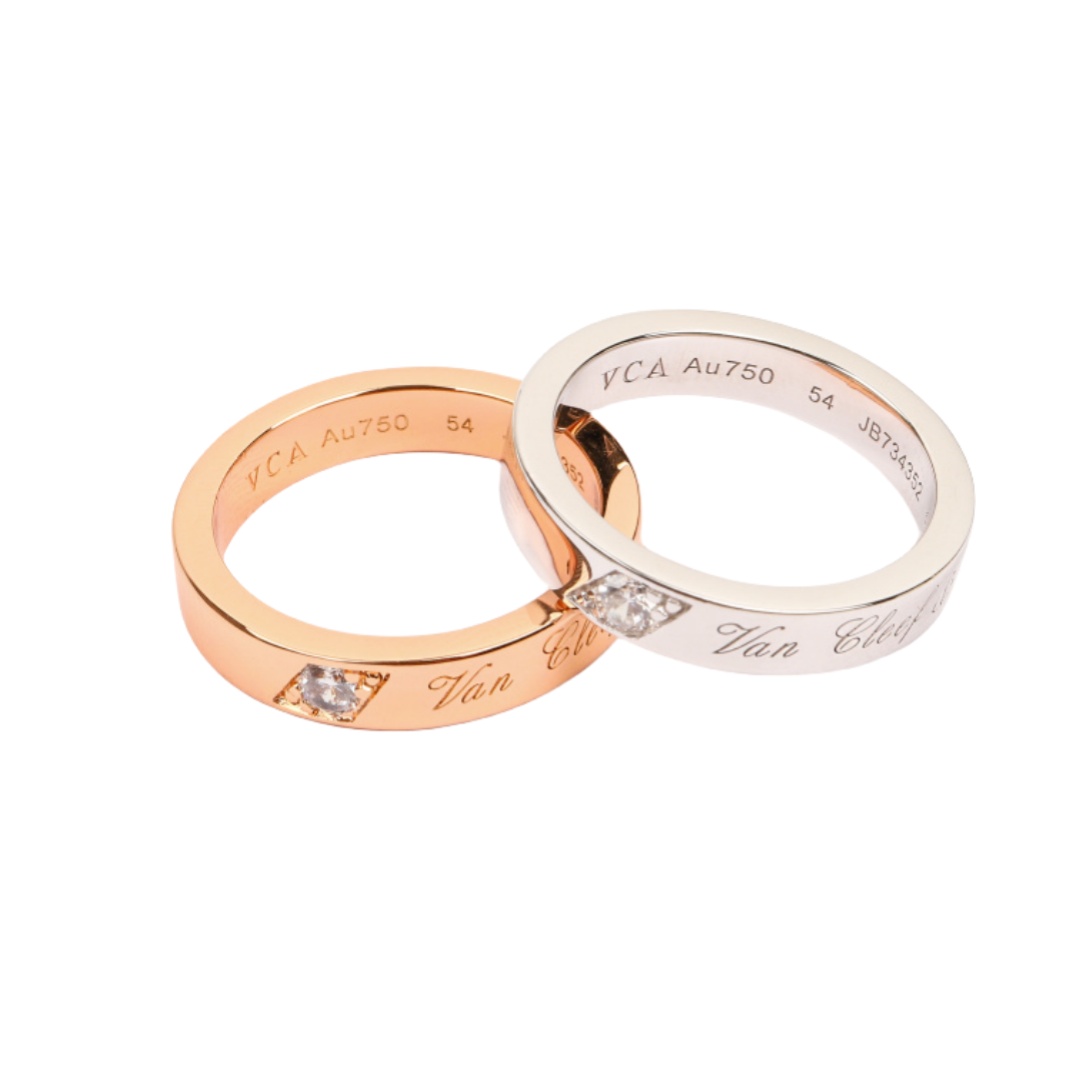 VCRV007 18k Gold Van Cleef & Arpels Toujours Signature Etoiles Wedding ring - ccjewelryacc