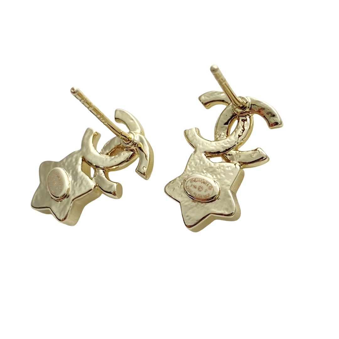 CCE245 Chanel 25p Pink crystal star ferris wheel stud earrings - ccjewelryacc