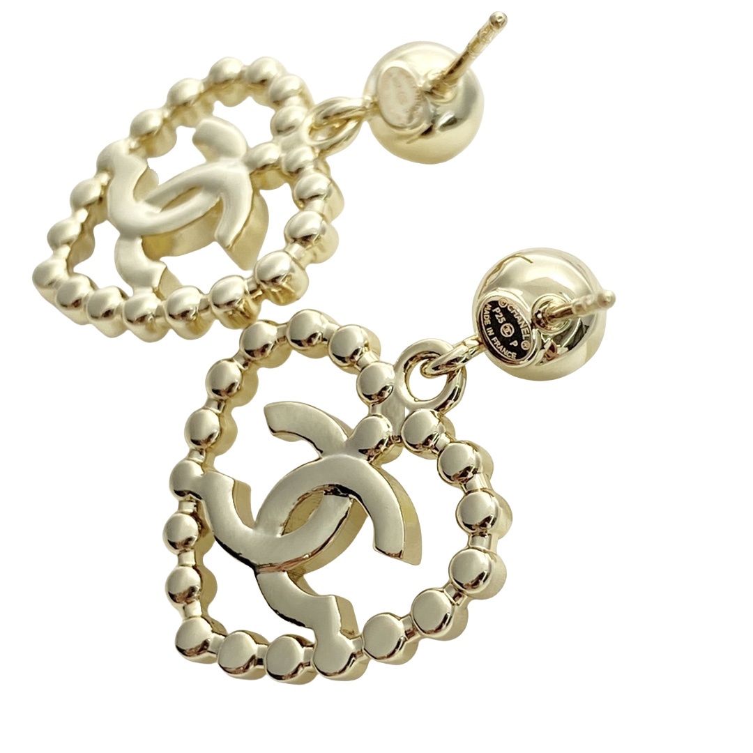 CCE253 Chanel 25P Hollow crystal heart earrings - ccjewelryacc