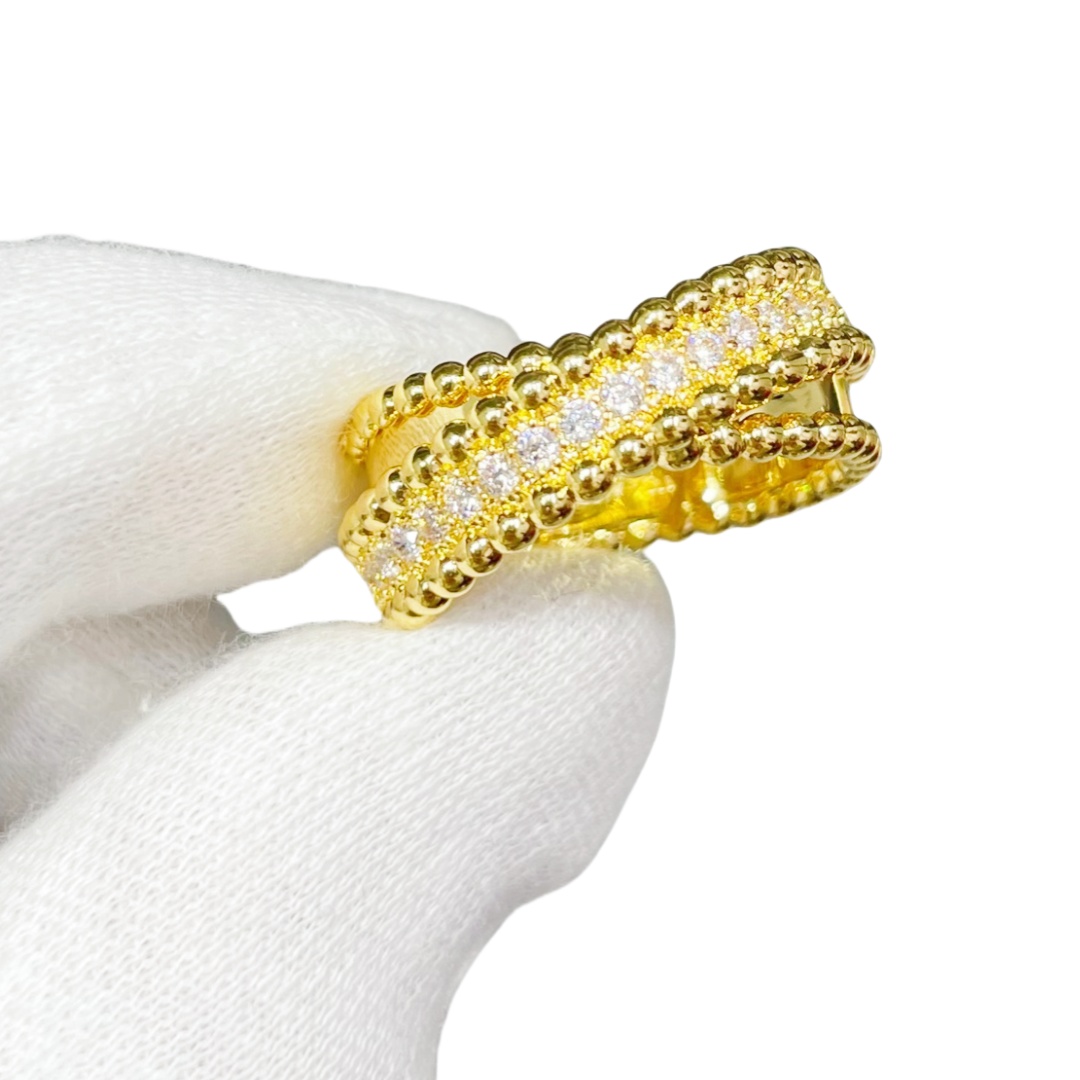 VCRV001 18k Gold VCA Perlée diamonds duo ring - ccjewelryacc
