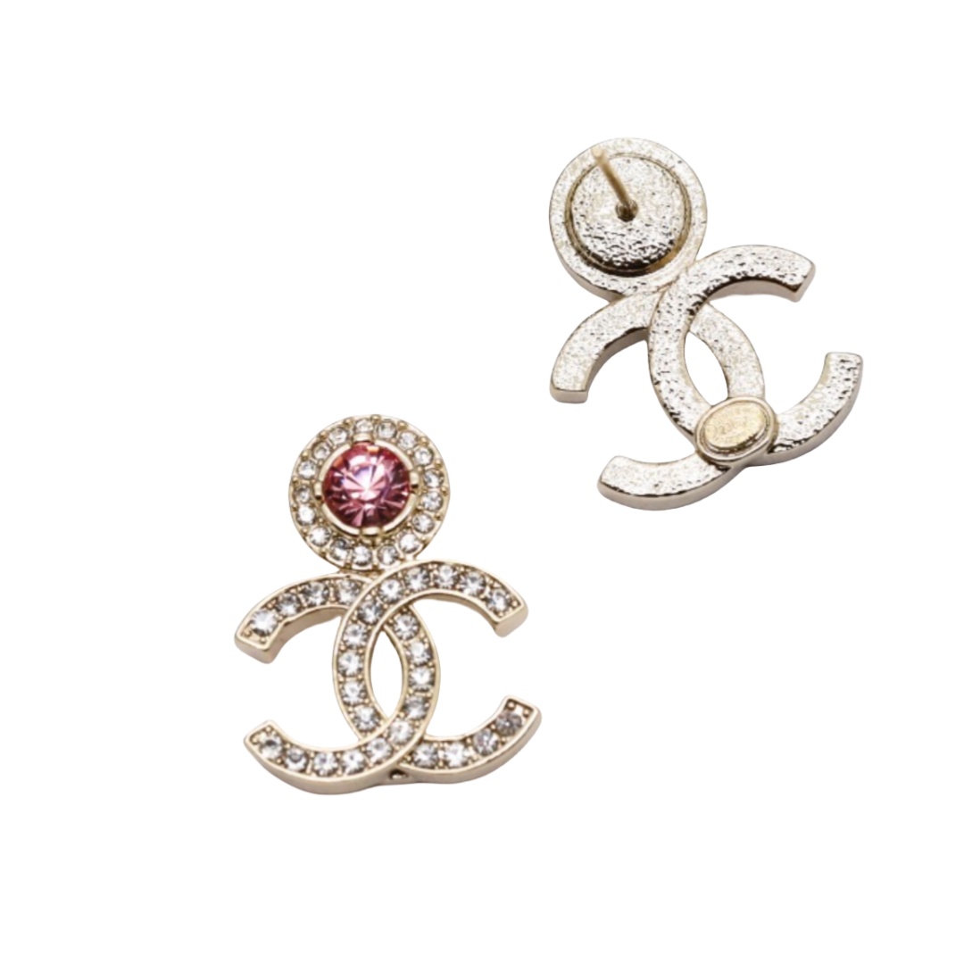 CCE255 Chanel pink stone earrings for women - ccjewelryacc