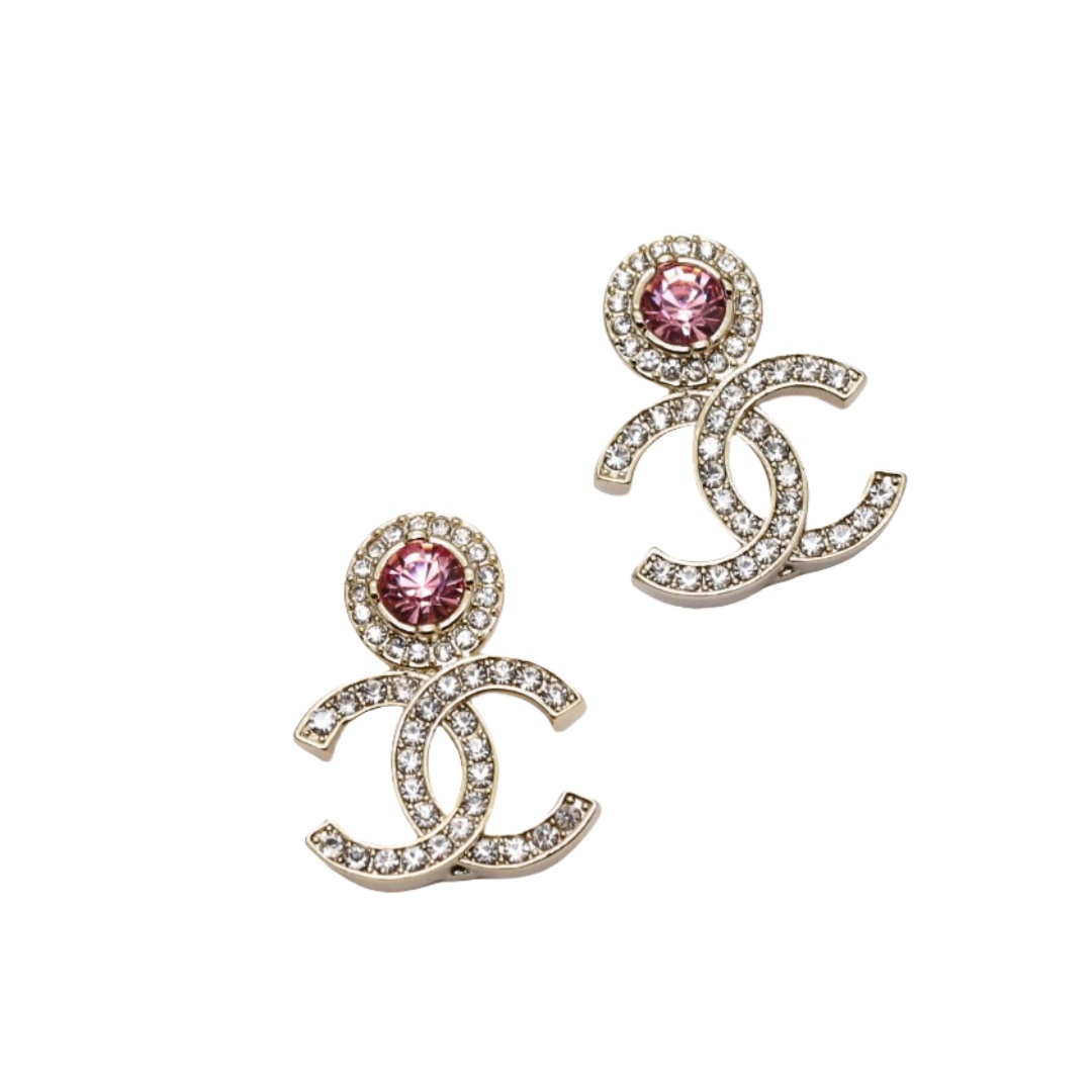 CCE255 Chanel pink stone earrings for women - ccjewelryacc