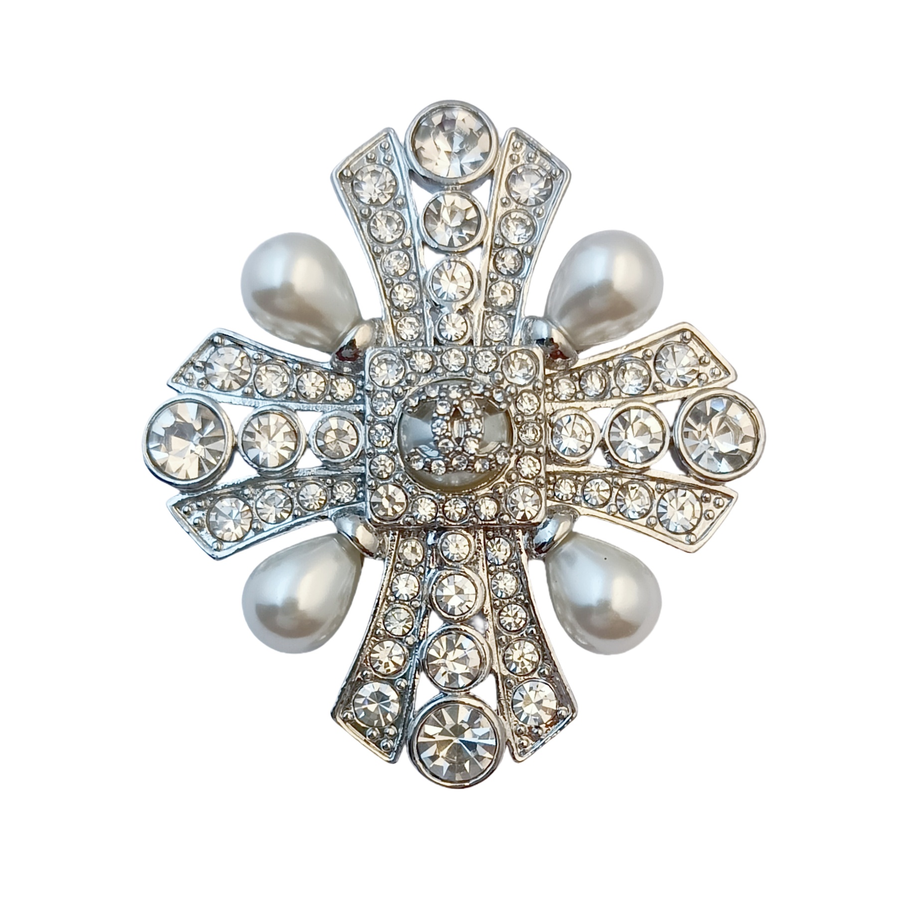 BCB201 CC Baroque style crystal and pearl brooch pin - ccfashionjewelry