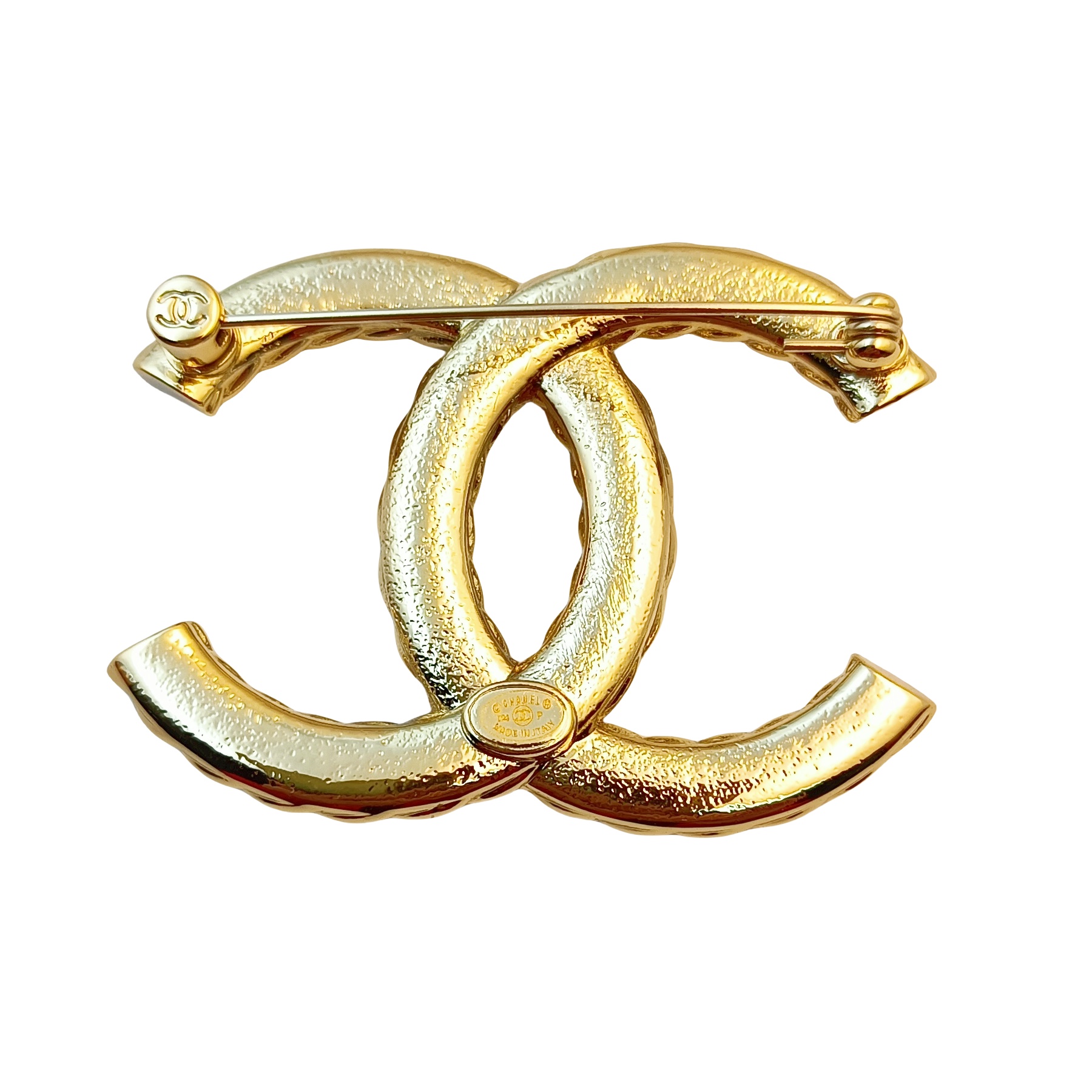 BCB286 23A Metal crystal and pearl CC logo brooch pin - ccfashionjewelry