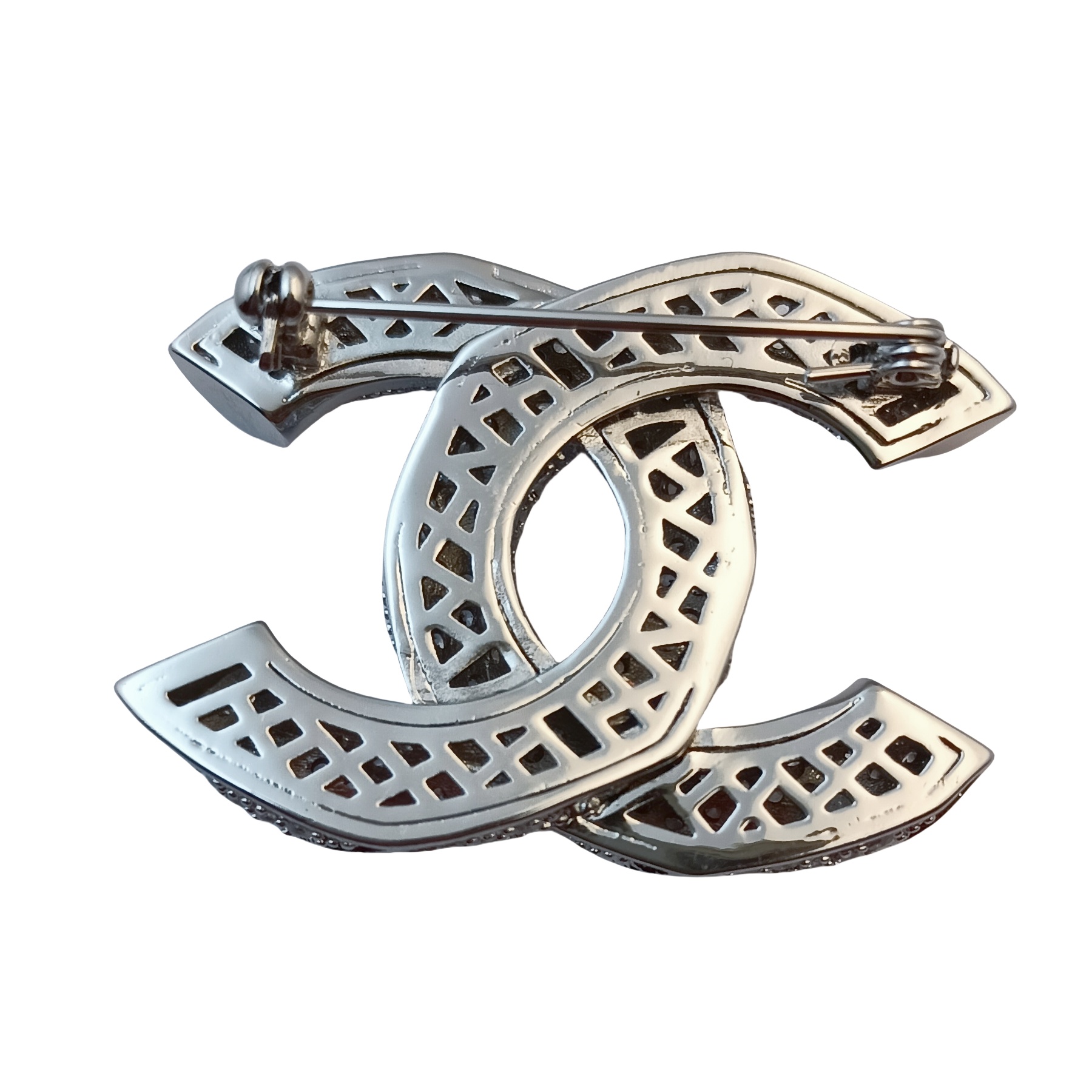 BCB078 CC logo rhinestones brooch - ccjewelryacc