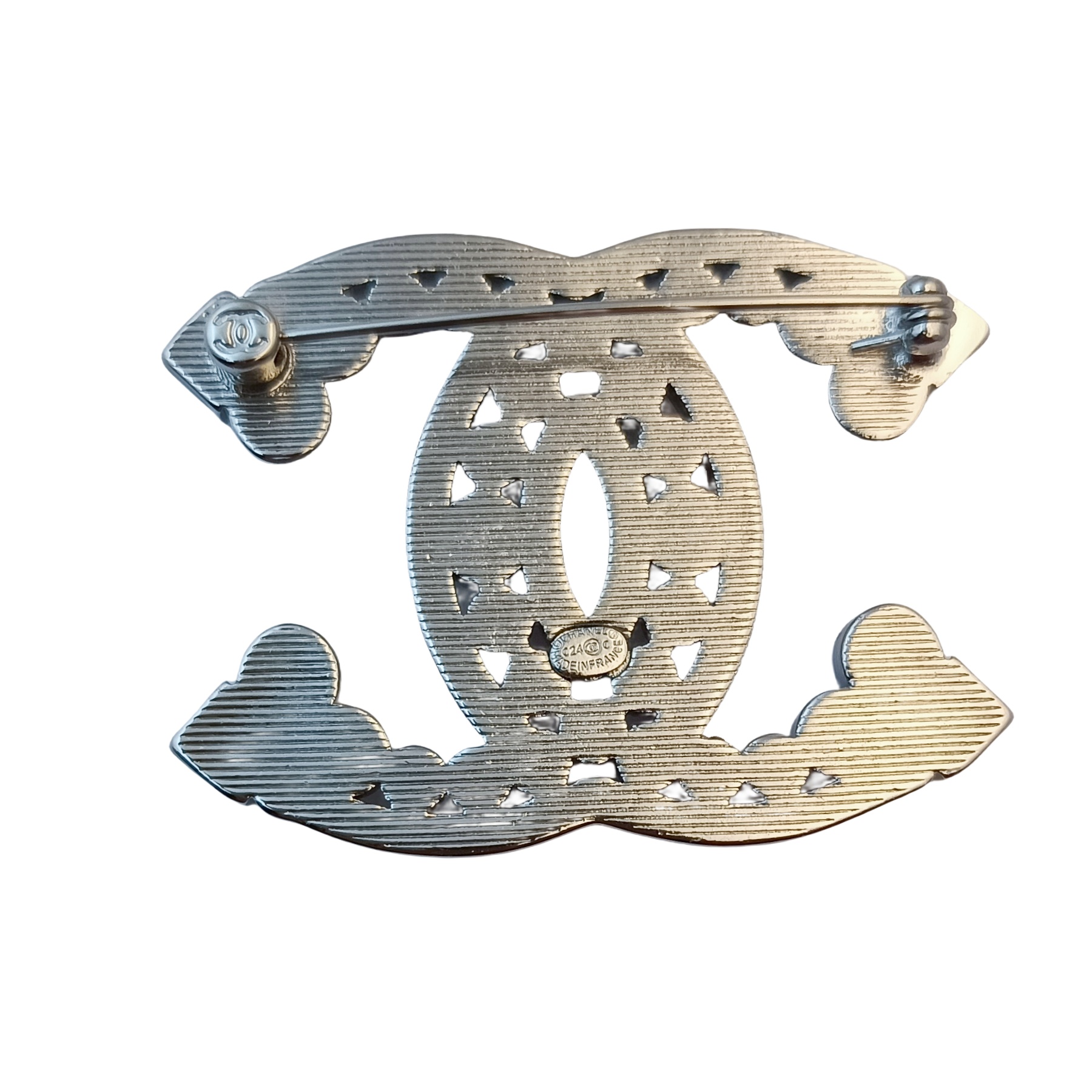 BCB051 Crystal CC logo brooch - ccjewelryacc