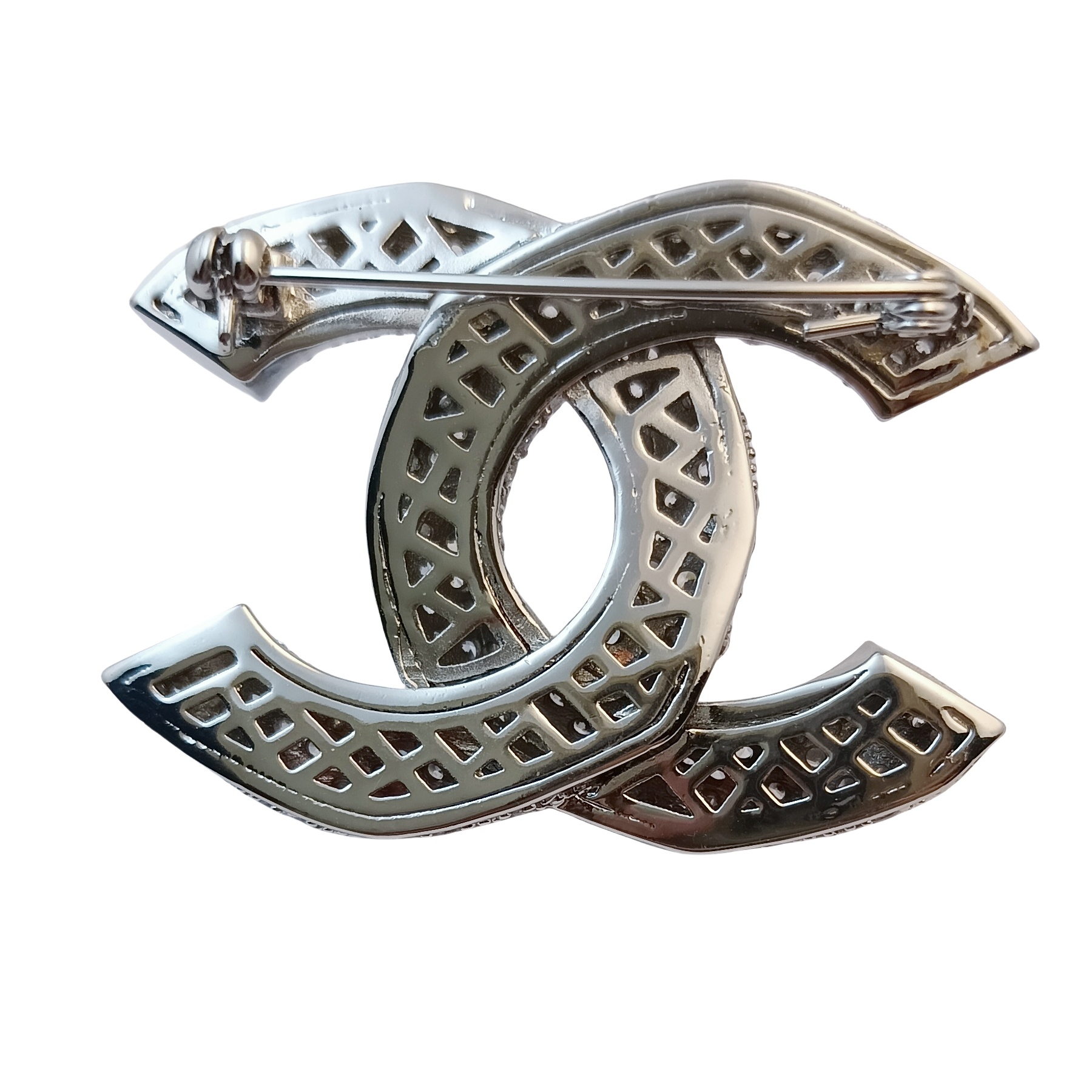 BCB078 CC logo rhinestones brooch - ccjewelryacc