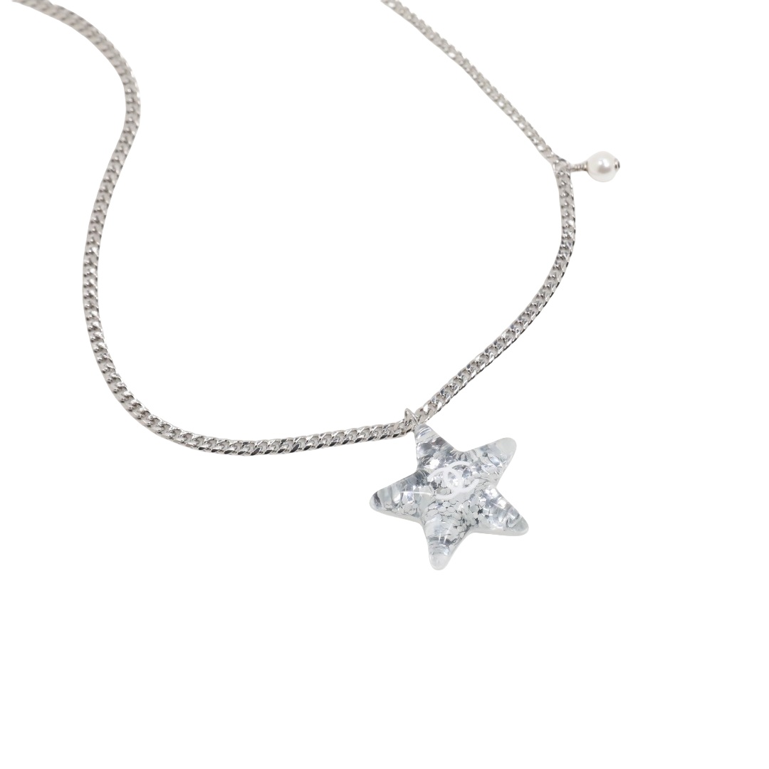 CCN318 Chanel Acrylic glitter star pendant necklace - ccfashionjewelry