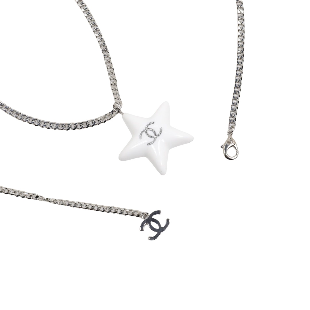 CCN318 Chanel Acrylic glitter star pendant necklace - ccjewelryacc