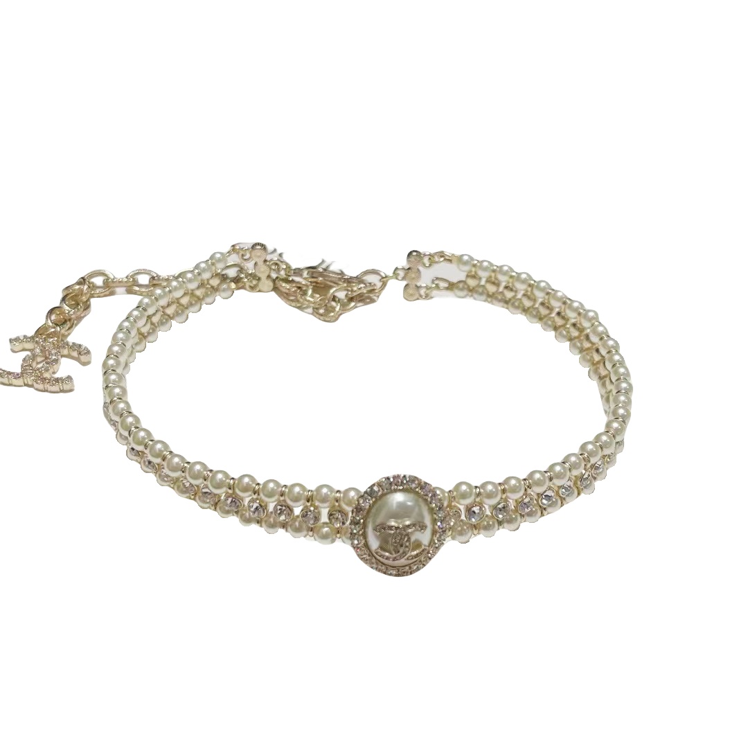 CCN034 Chanel Double Pearl choker Necklace - ccjewelryacc