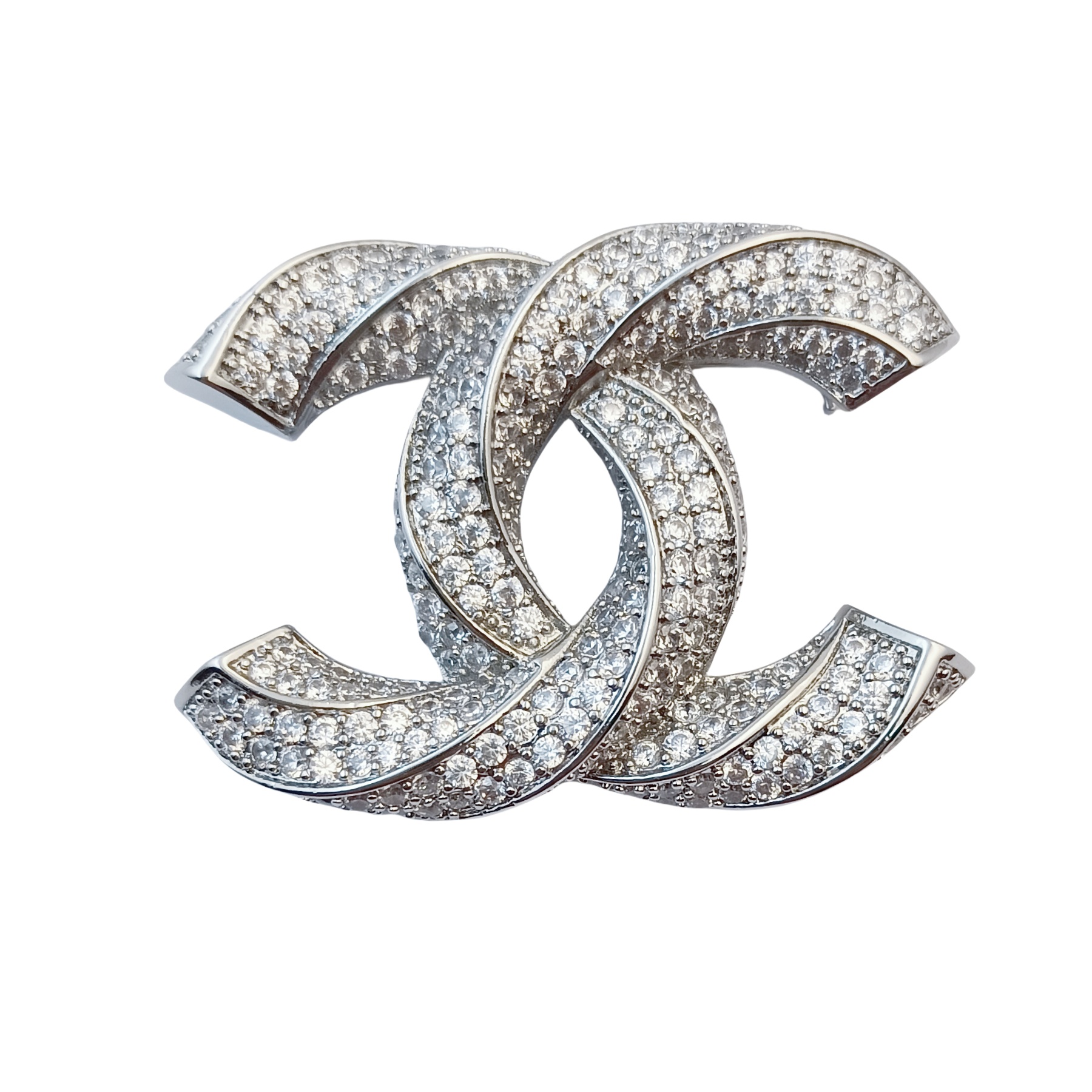 BCB078 CC logo rhinestones brooch - ccjewelryacc
