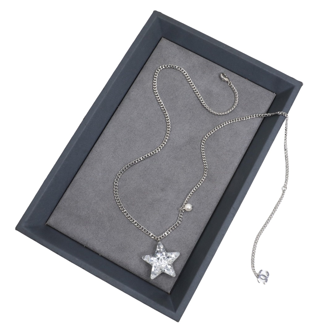 CCN318 Chanel Acrylic glitter star pendant necklace - ccjewelryacc