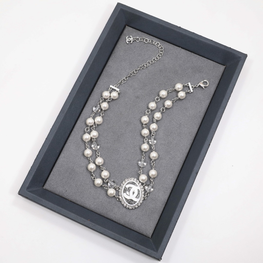 CCN166 chanel silver choker necklace - ccjewelryacc