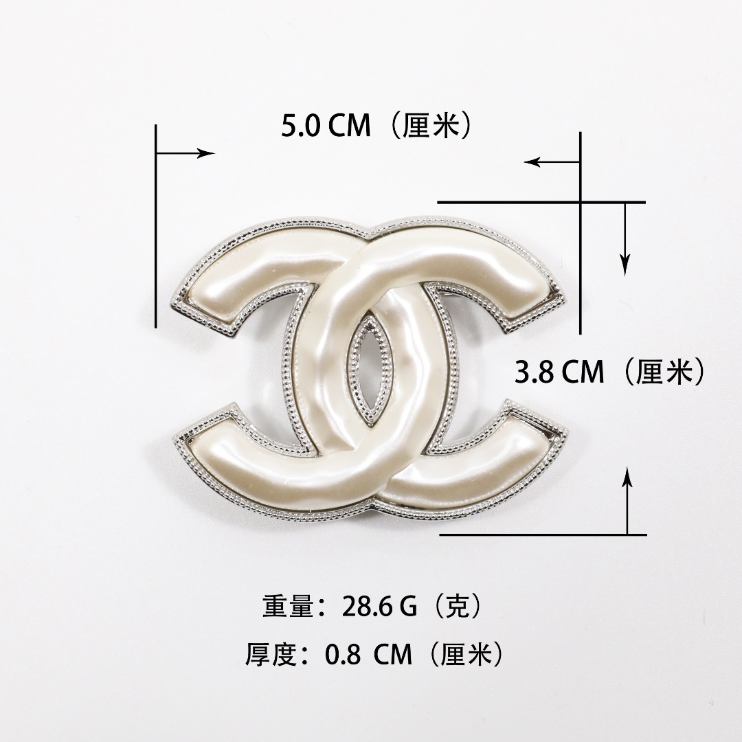 BCB559 Silver Chanel acrylic cc logo brooch pin - ccjewelryacc