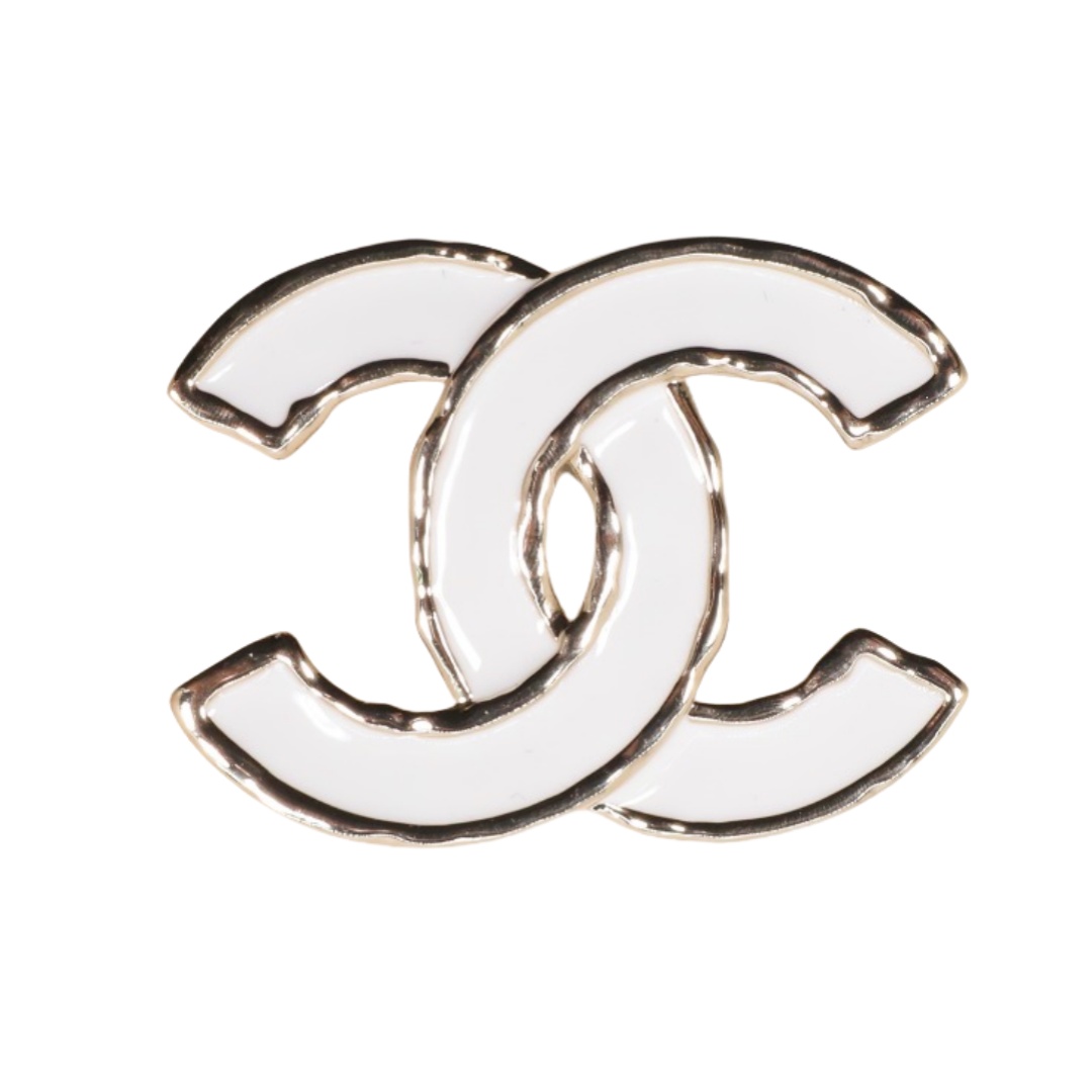 BCB560 Chanel White Enamel brooch pin - ccjewelryacc