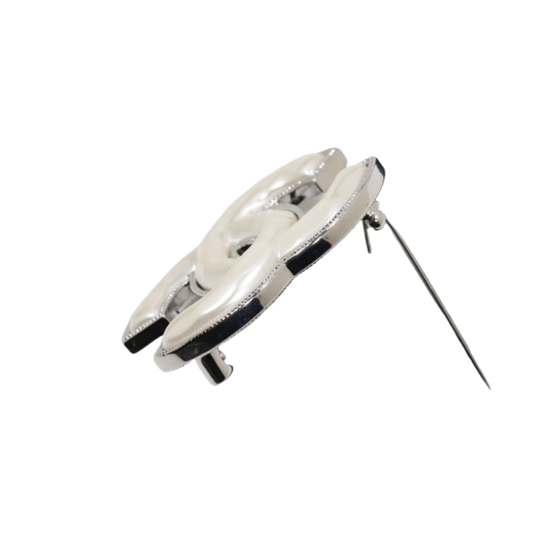 BCB559 Silver Chanel acrylic cc logo brooch pin - ccjewelryacc