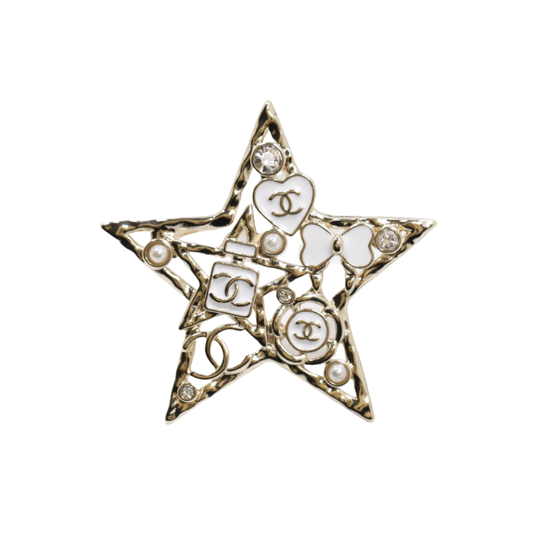 BCB558 Chanel Hollow enamel star brooch pin - ccjewelryacc