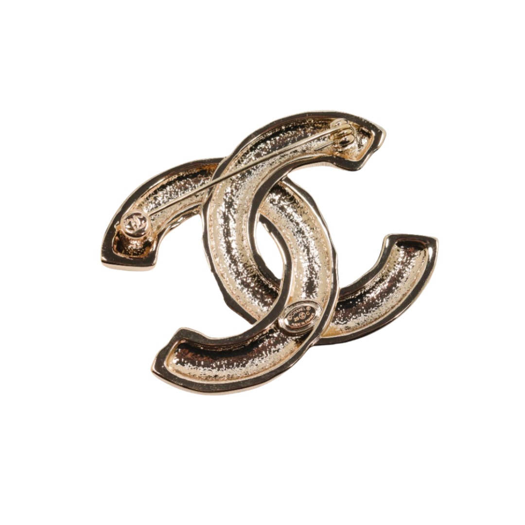 BCB560 Chanel White Enamel brooch pin - ccjewelryacc