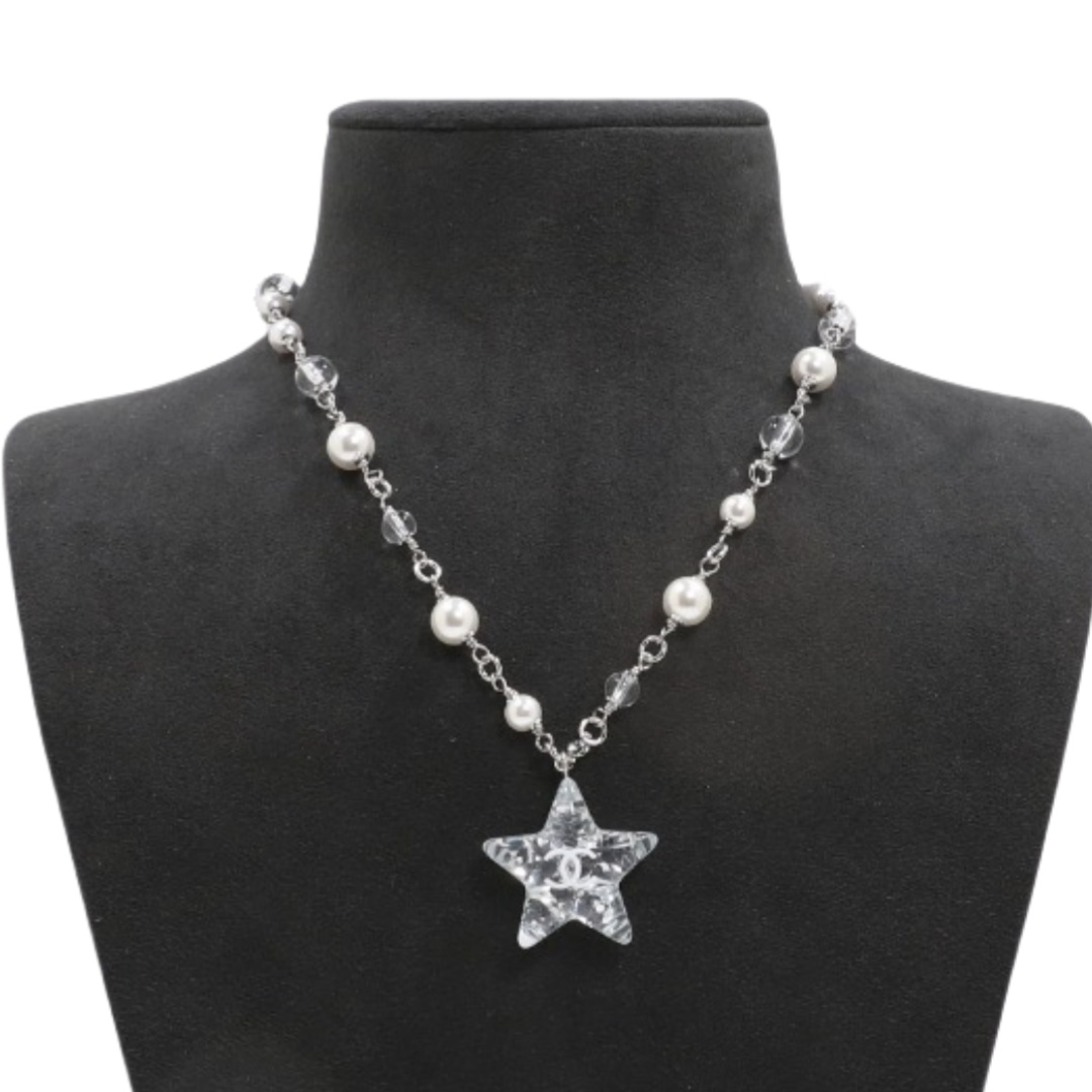 CCN501 Chanel Acrylic glitter star pendant pearl necklace - ccfashionjewelry