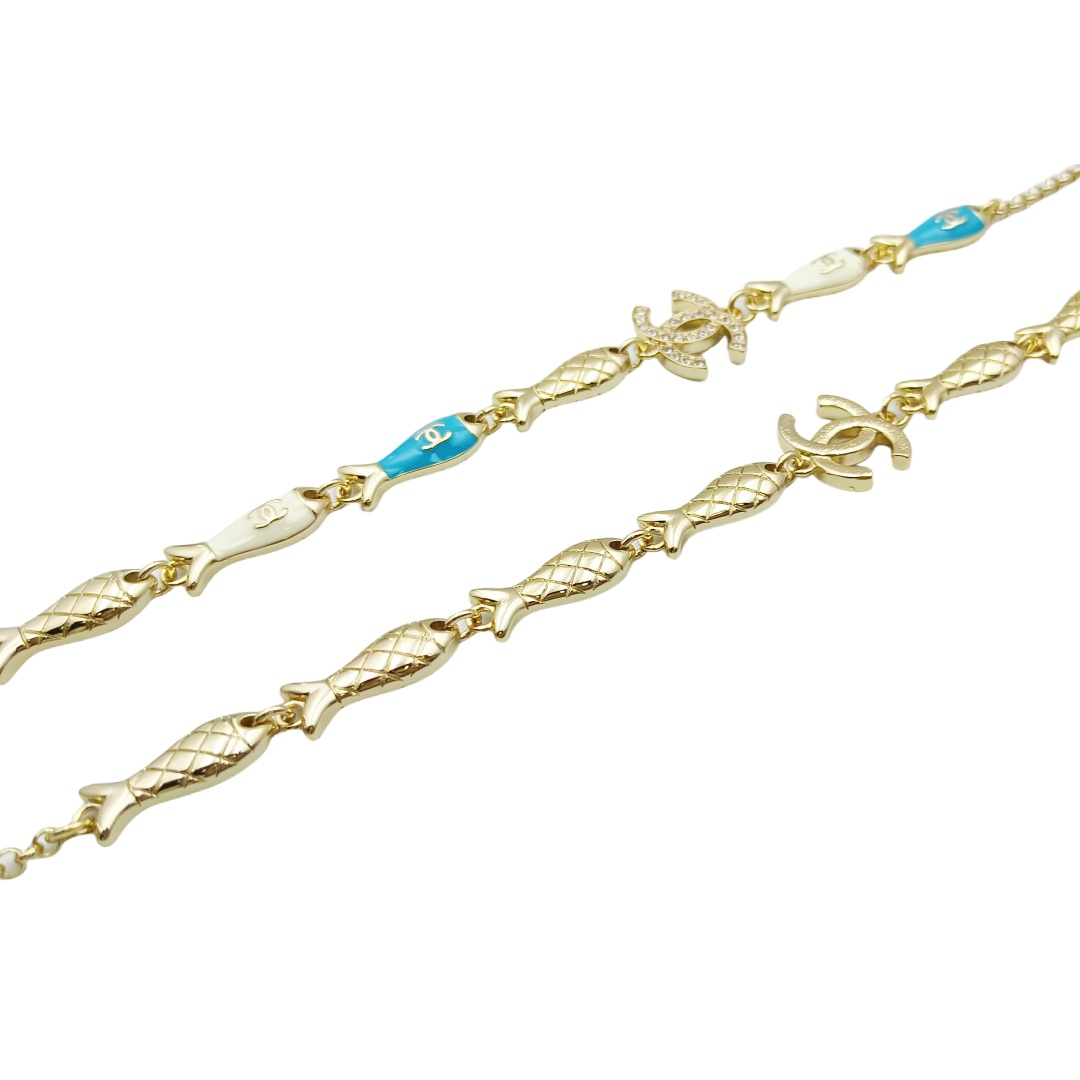 CCL091 Chanel Marine element enamel long chain sweater necklace - ccjewelryacc