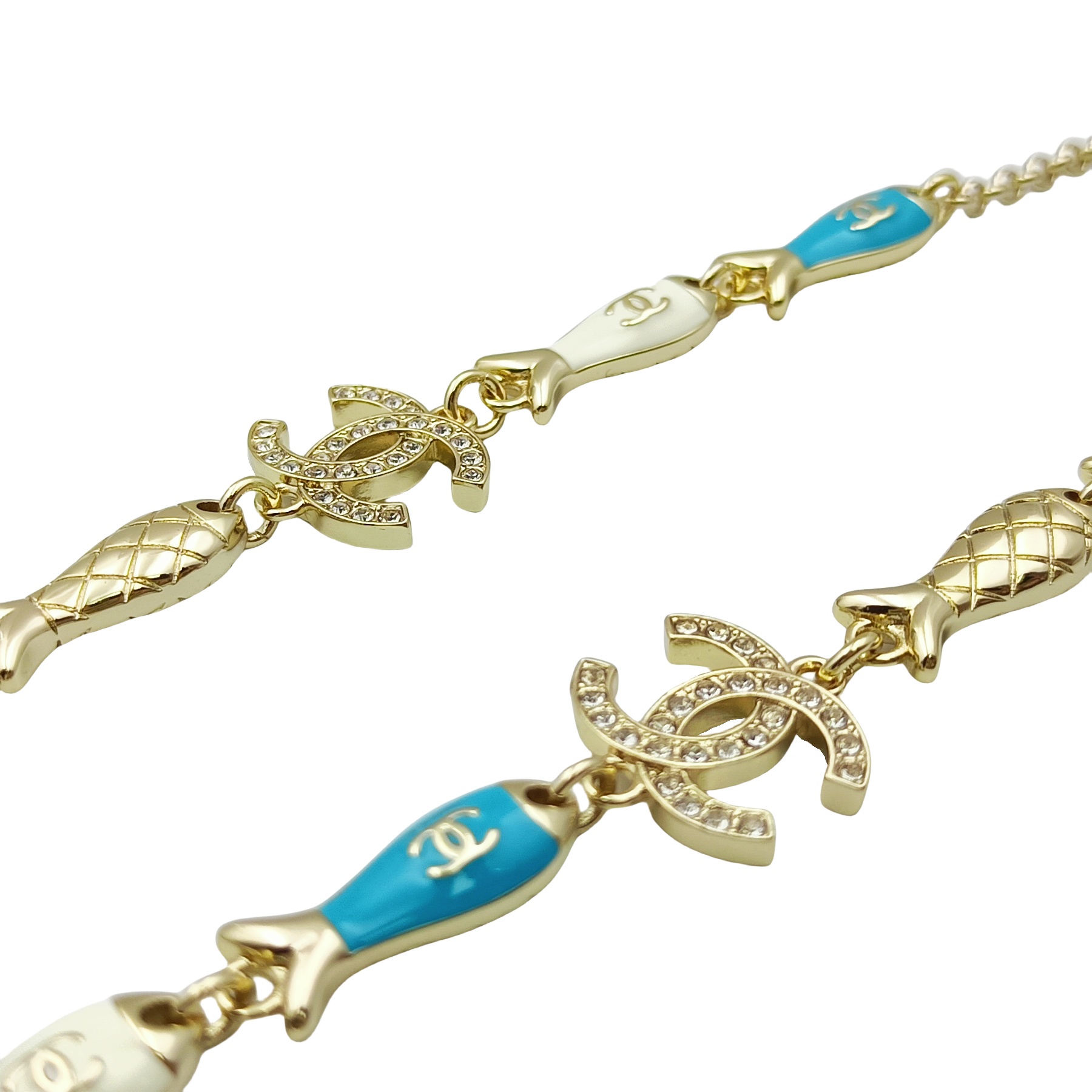 CCL091 Chanel Marine element enamel long chain sweater necklace - ccjewelryacc