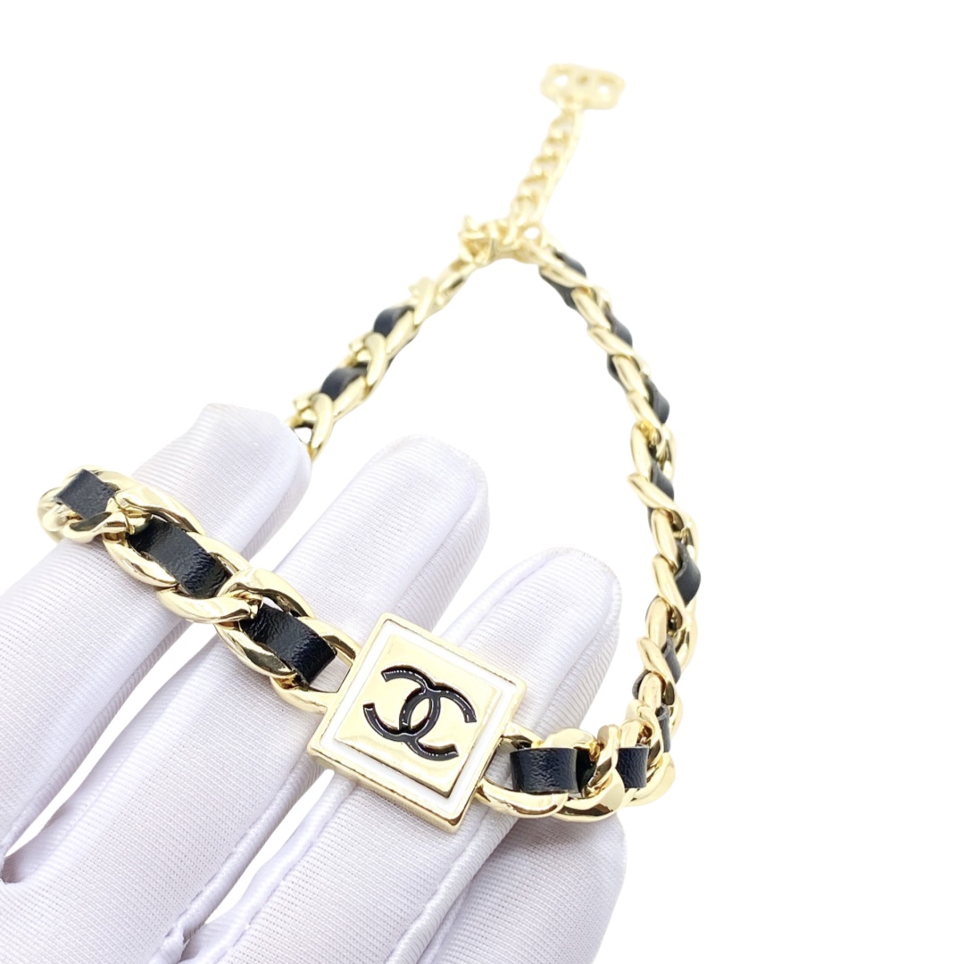 CCT001 Chanel leather choker and earrings - ccjewelryacc